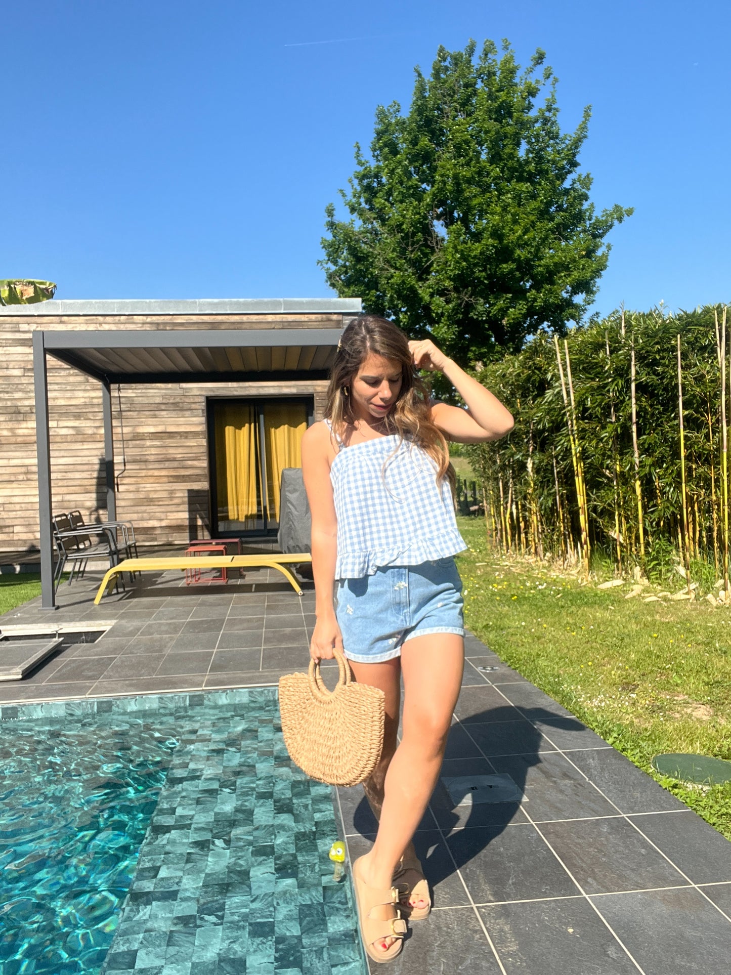 Short en jean fleurie Sofia