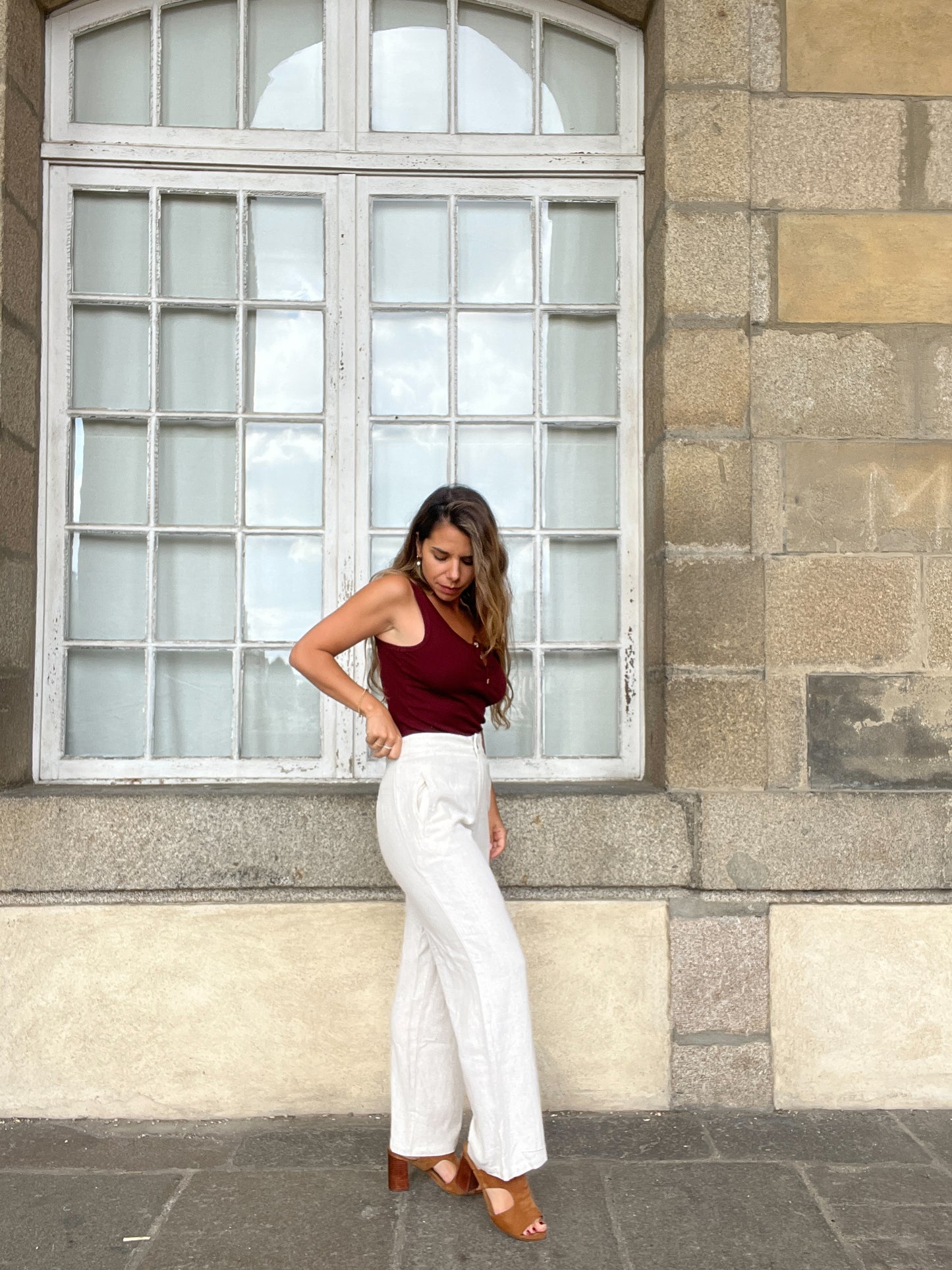 Pantalon en lin beige
