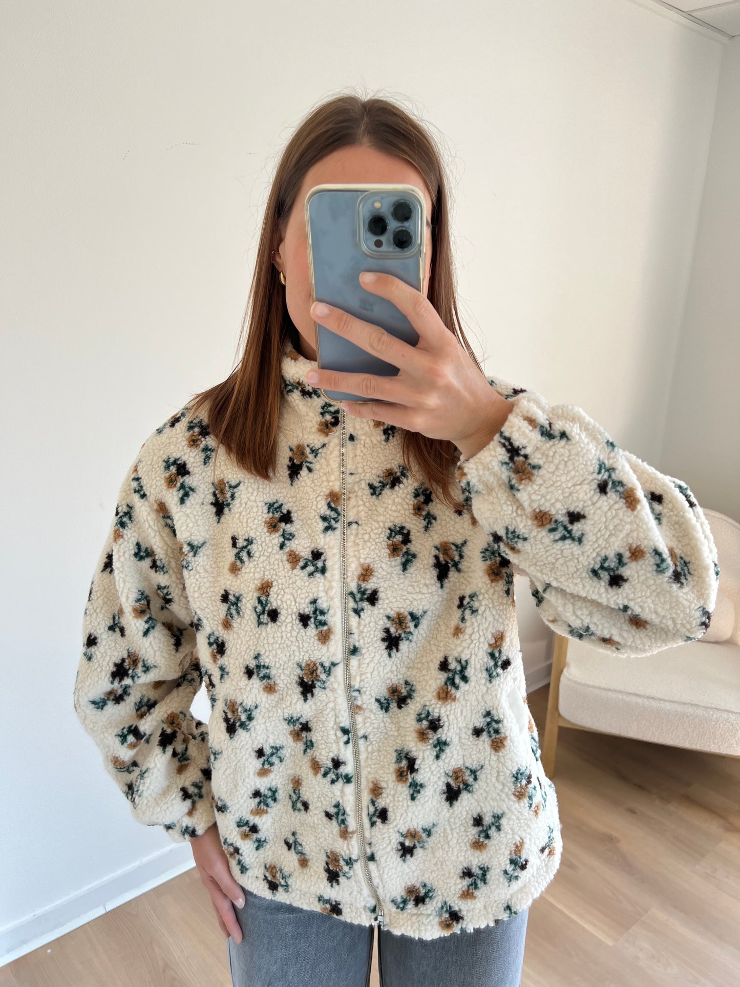 Veste moumoute fleurie Eva