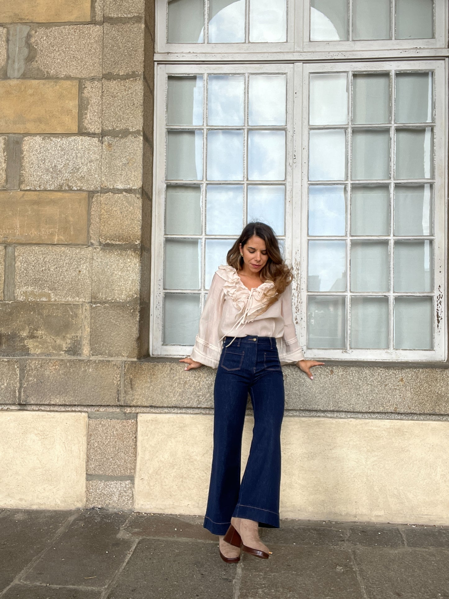 Blouse bohème volantée beige Hazel