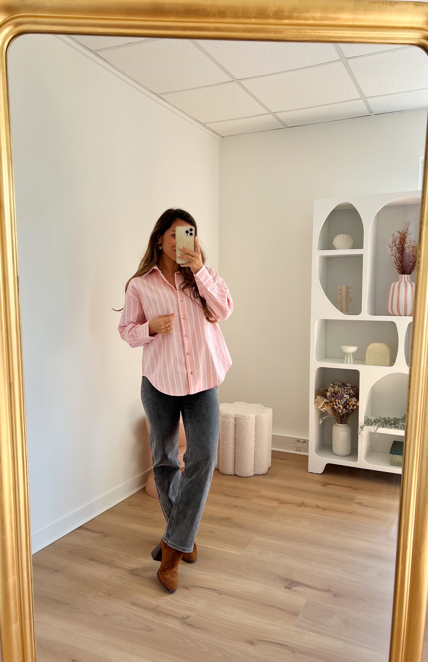 Chemise à rayures baby pink