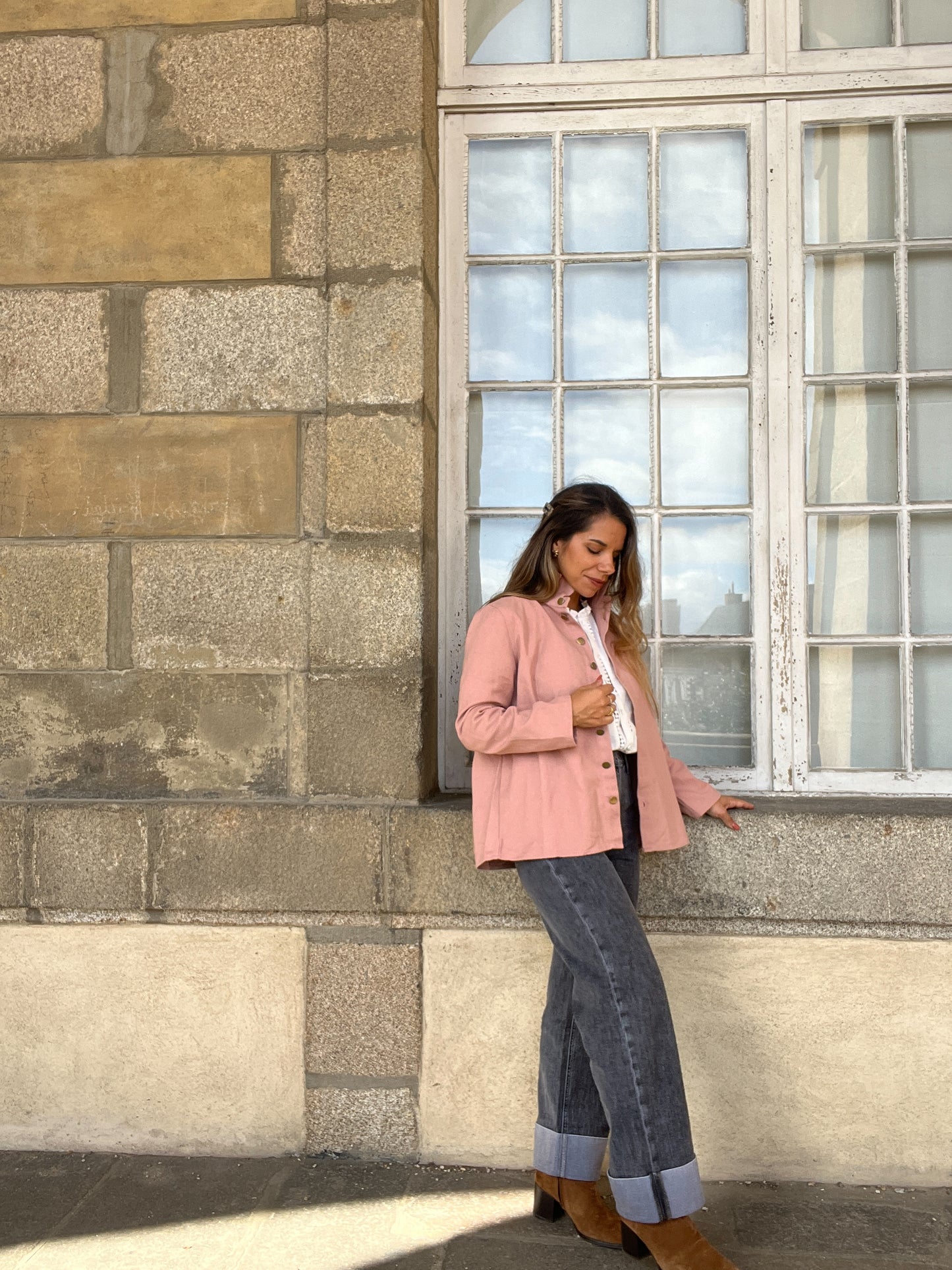 Veste en jean Céleste vieux rose