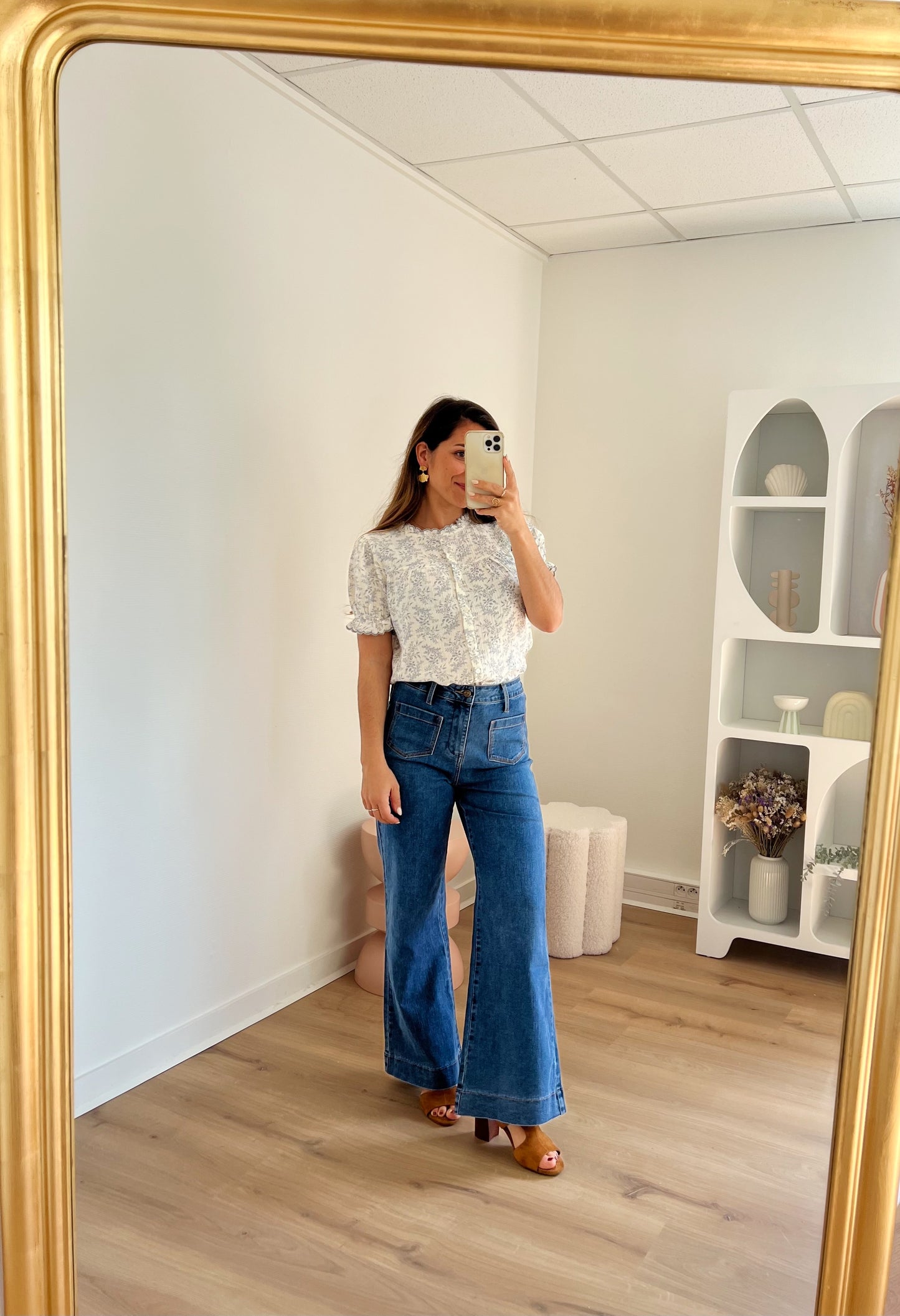 Blouse à manches courtes Mila bleue