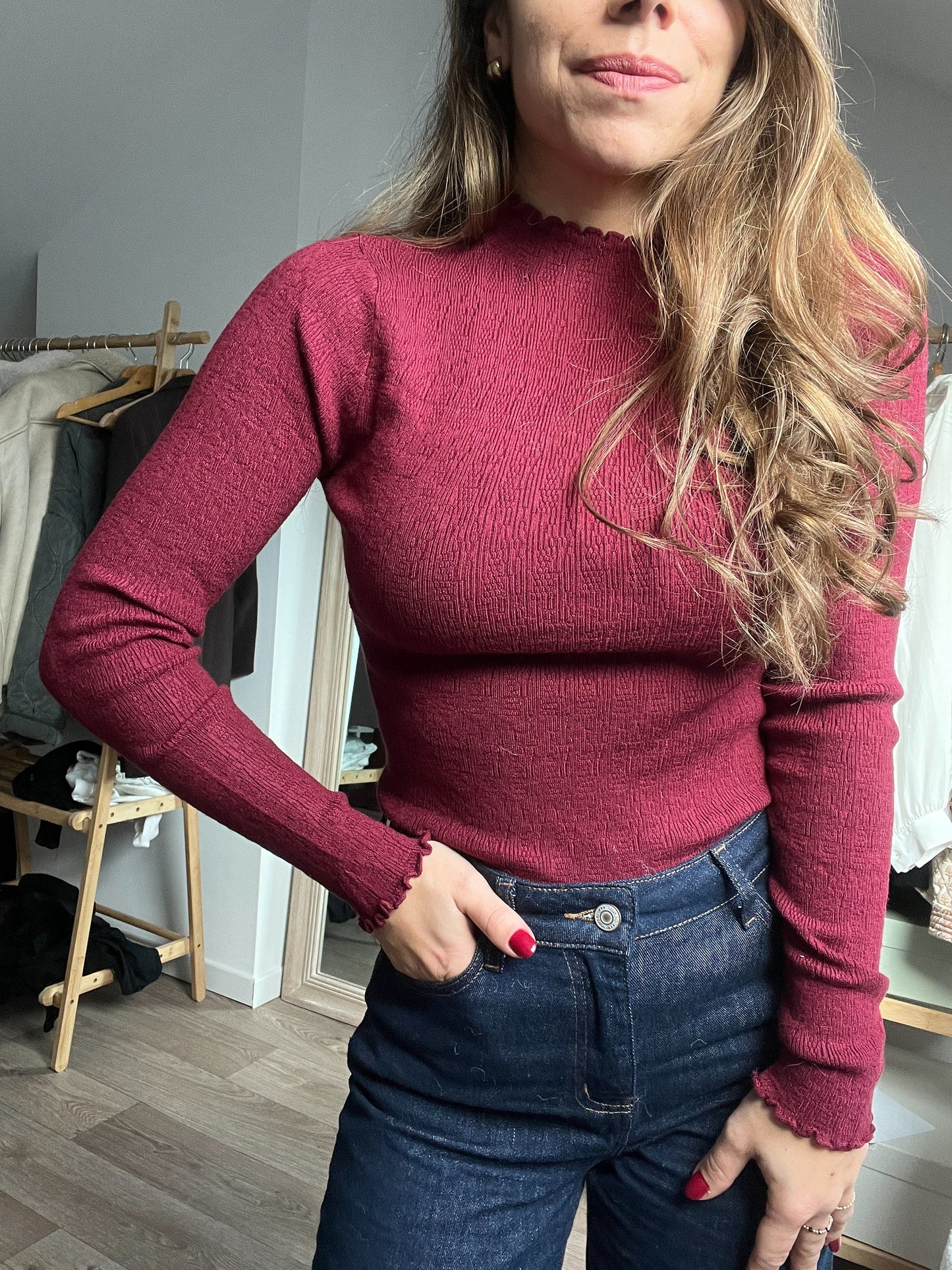 Pull fin Bordeaux