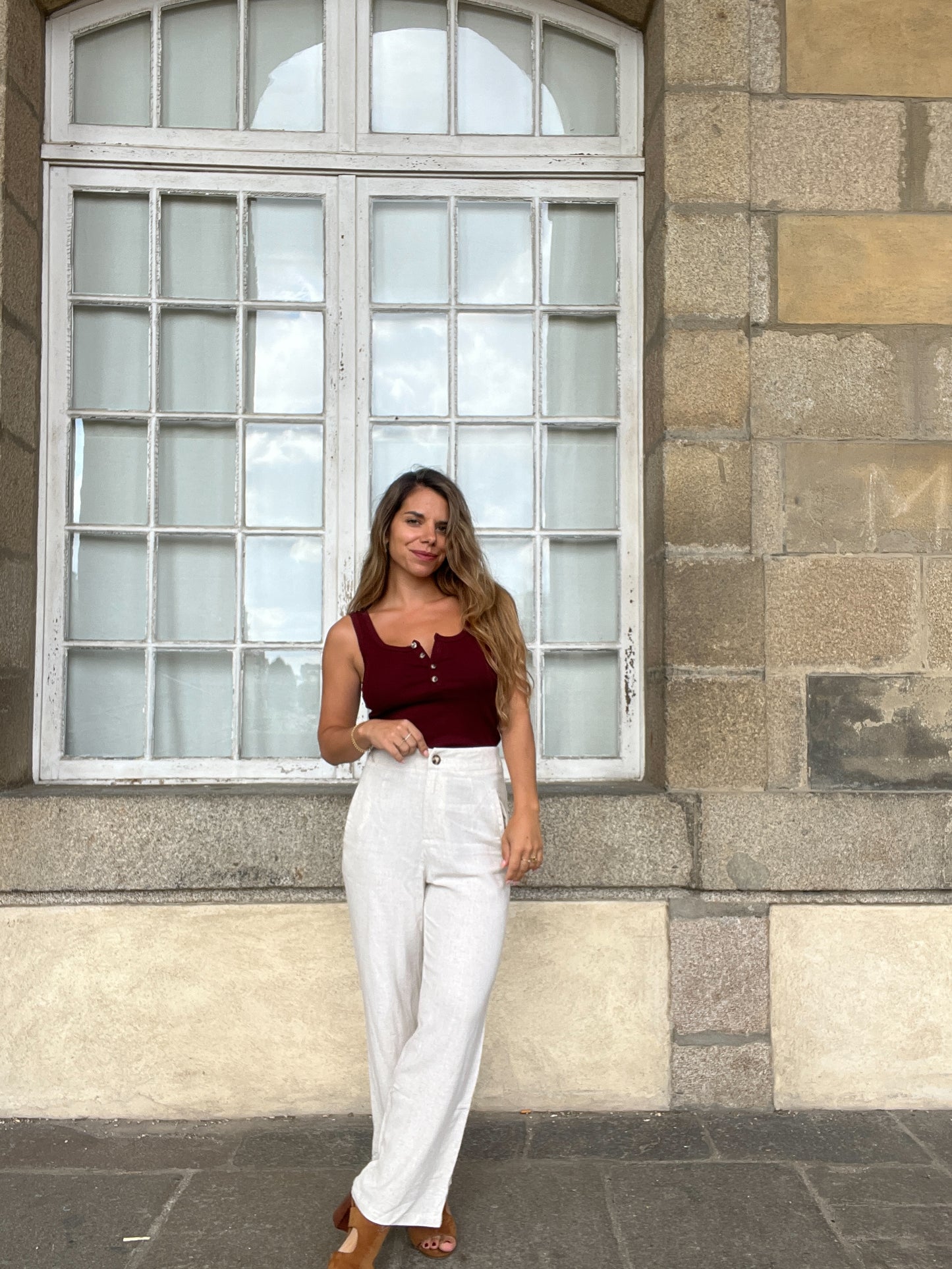 Pantalon en lin beige