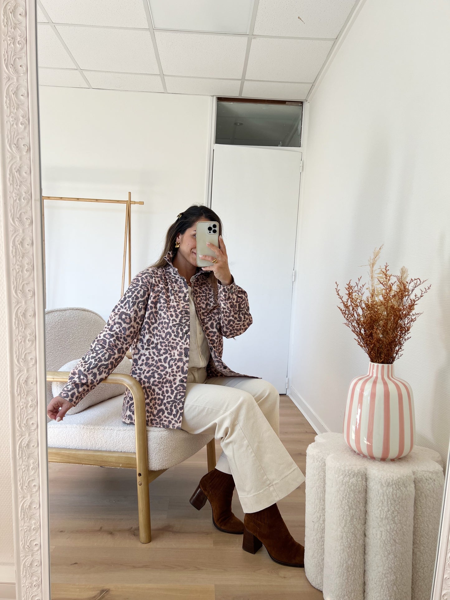 Veste en jean Céleste Léopard