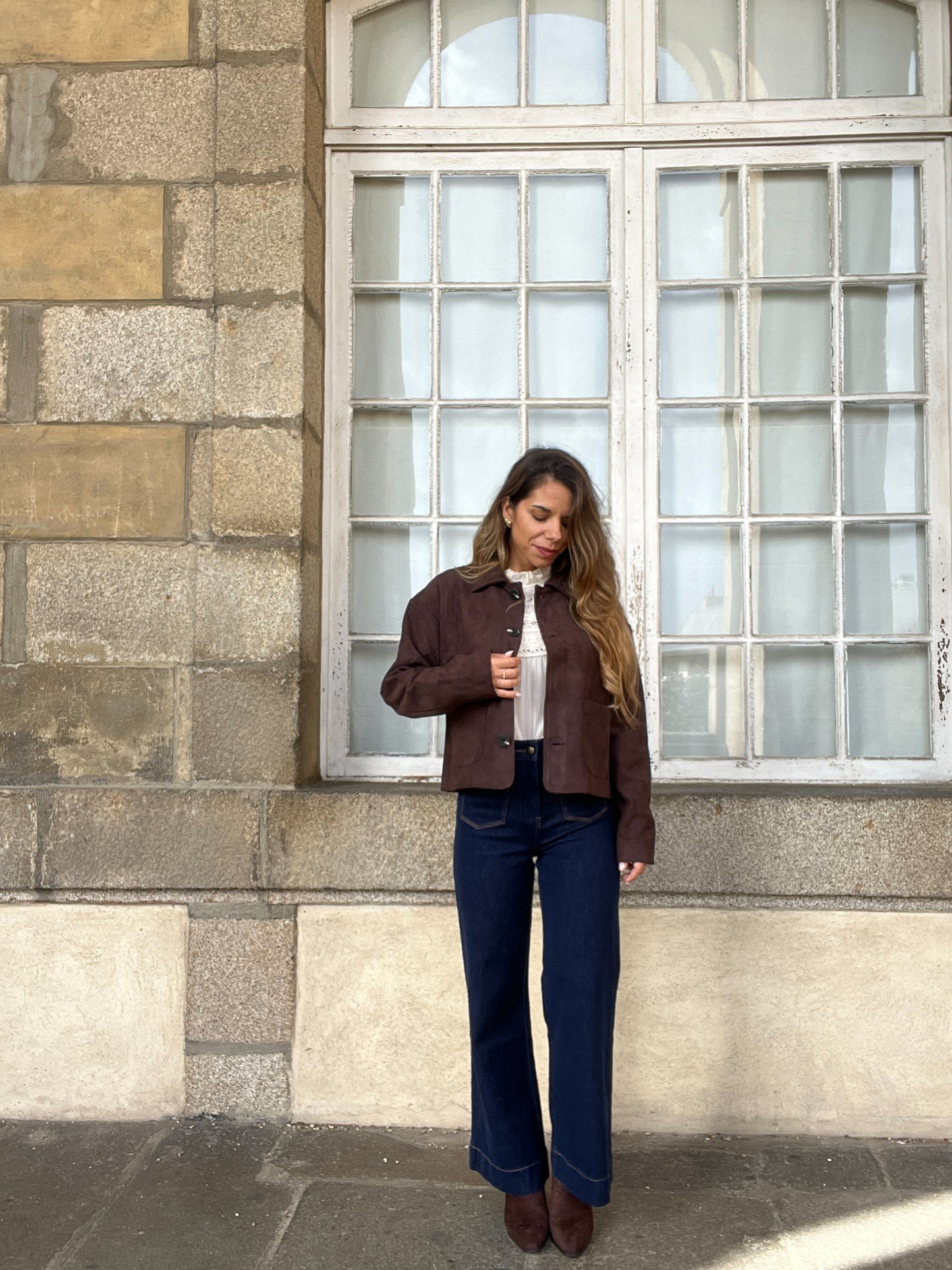 Veste effet suédine Thelma chocolat