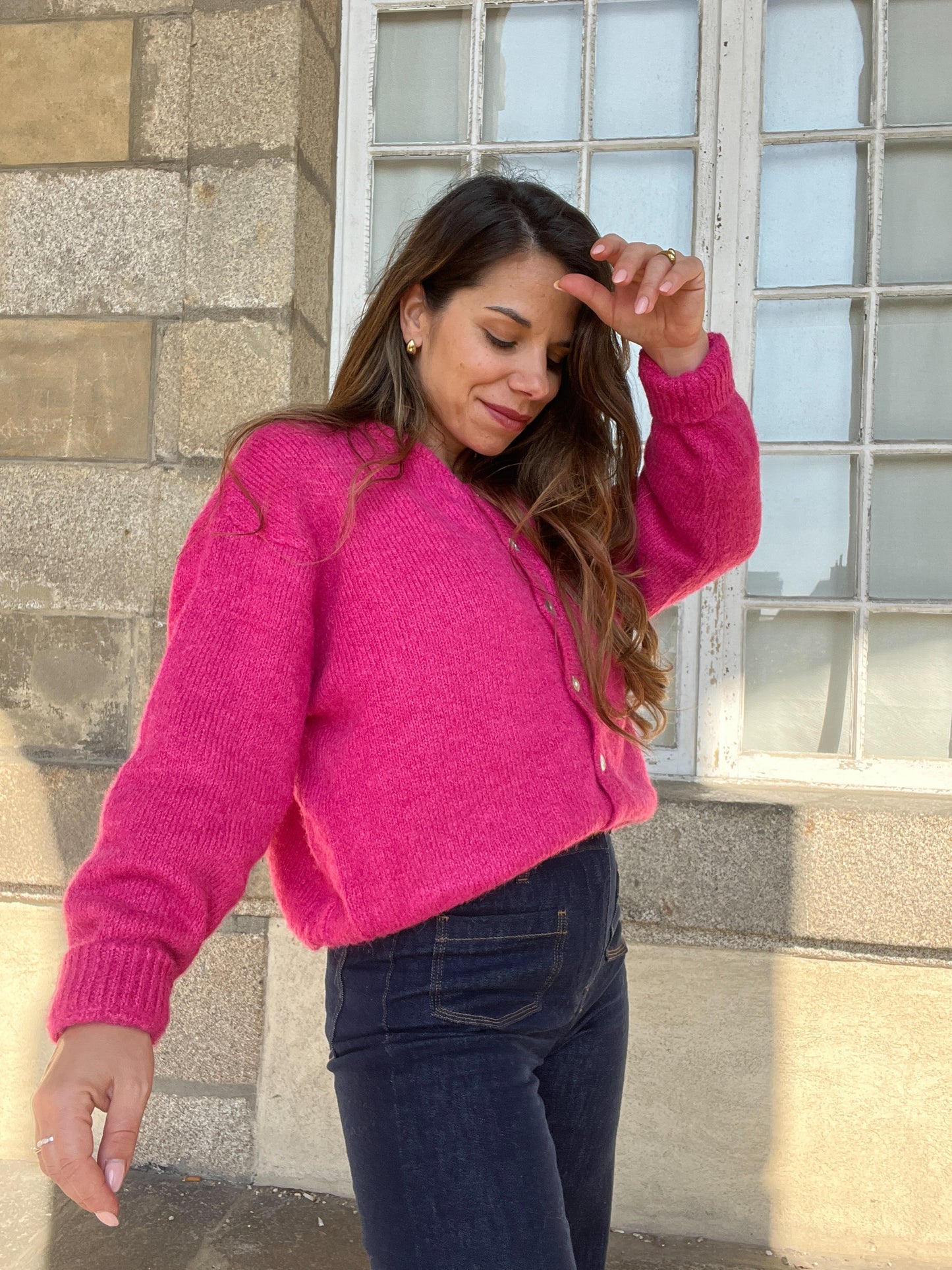 Cardigan Charlie rose framboise