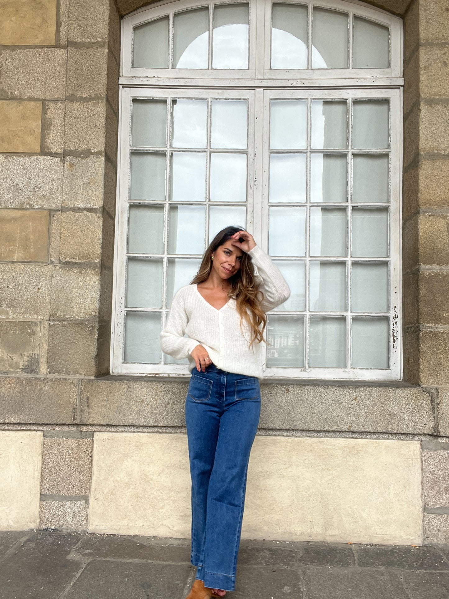 Cardigan en laine blanc Alice