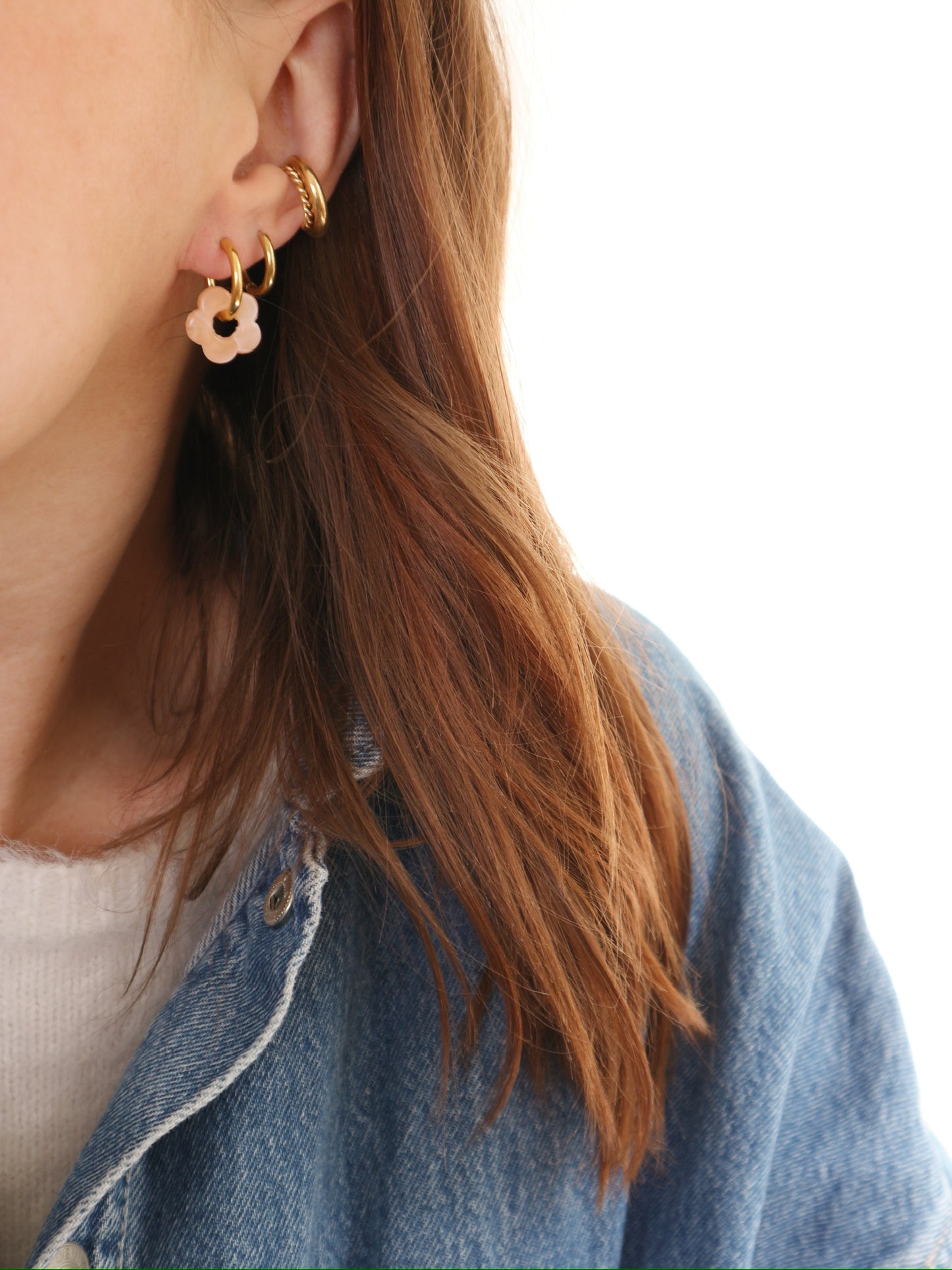 Boucles d'oreille Fleur Corail