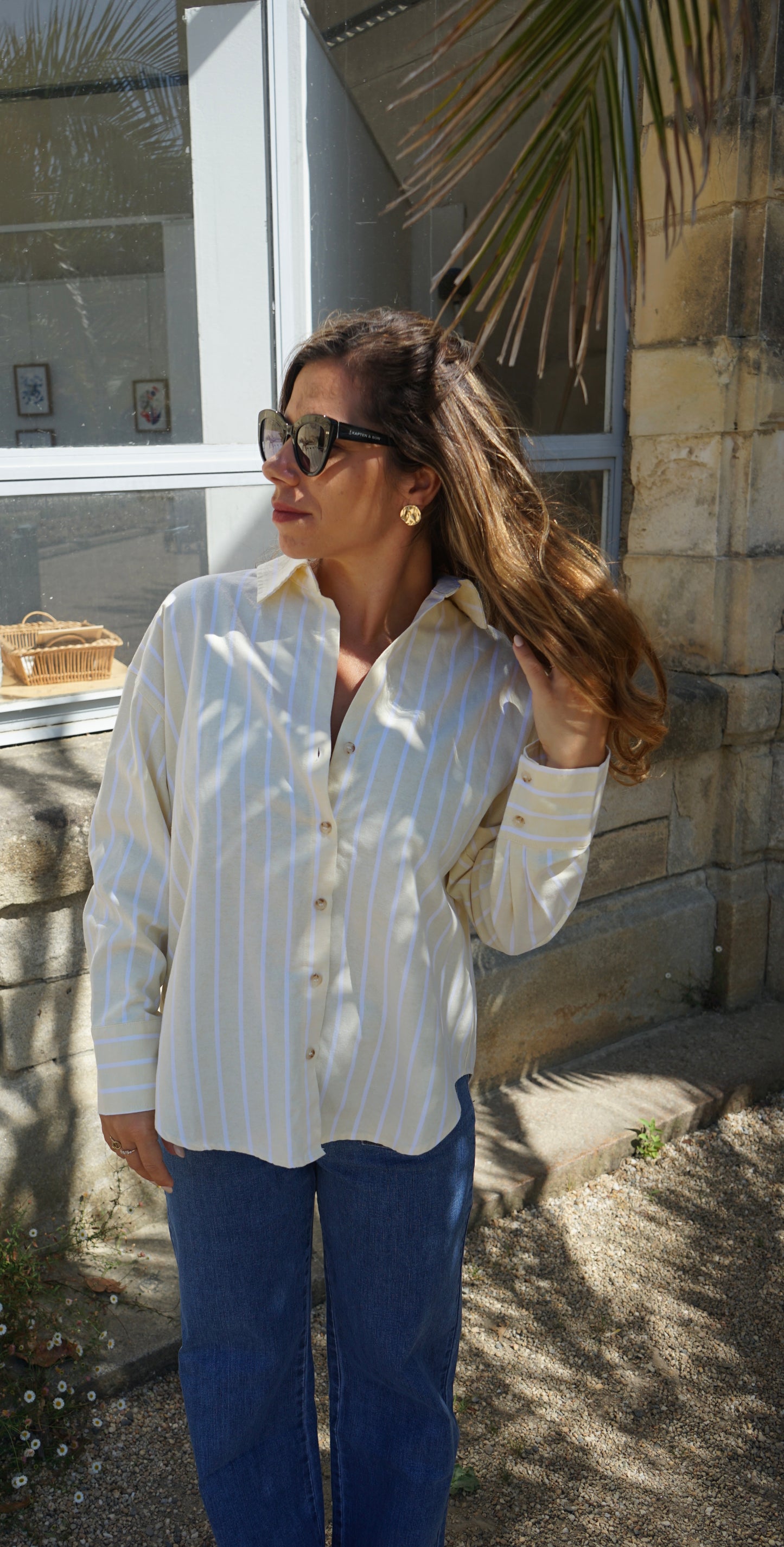 Chemise à rayures jaune Auriane