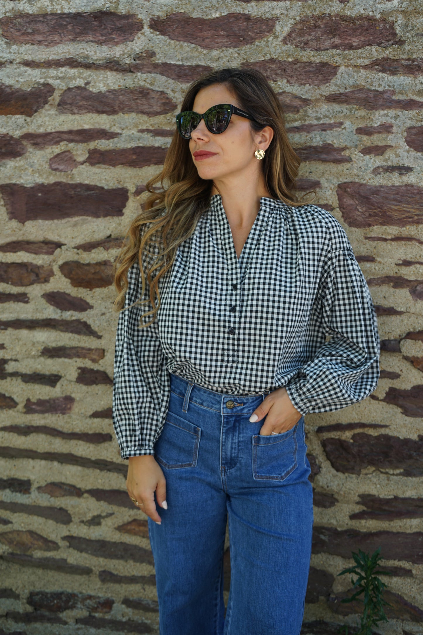 Blouse vichy noire Clothilde
