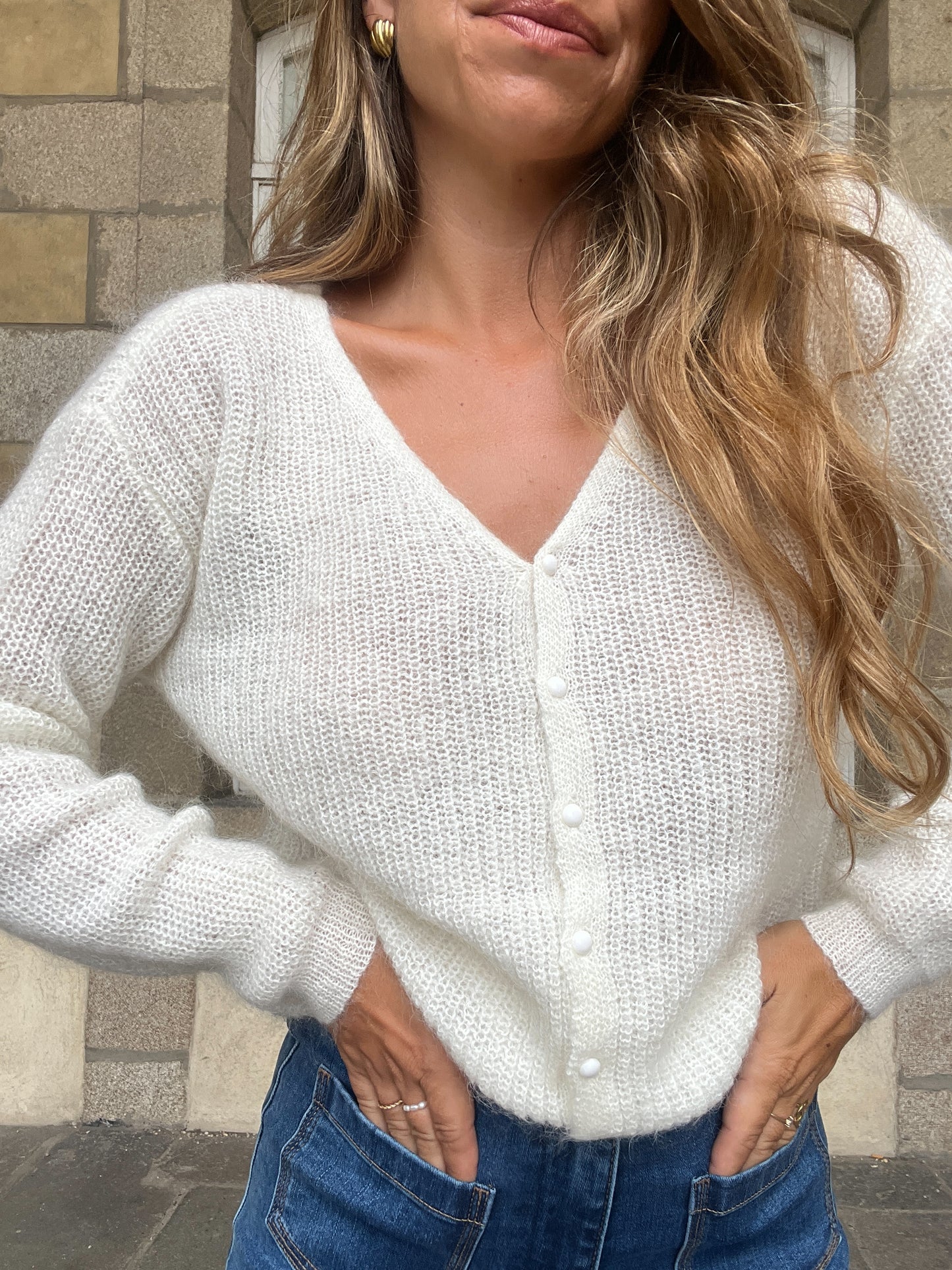 Cardigan en laine blanc Alice