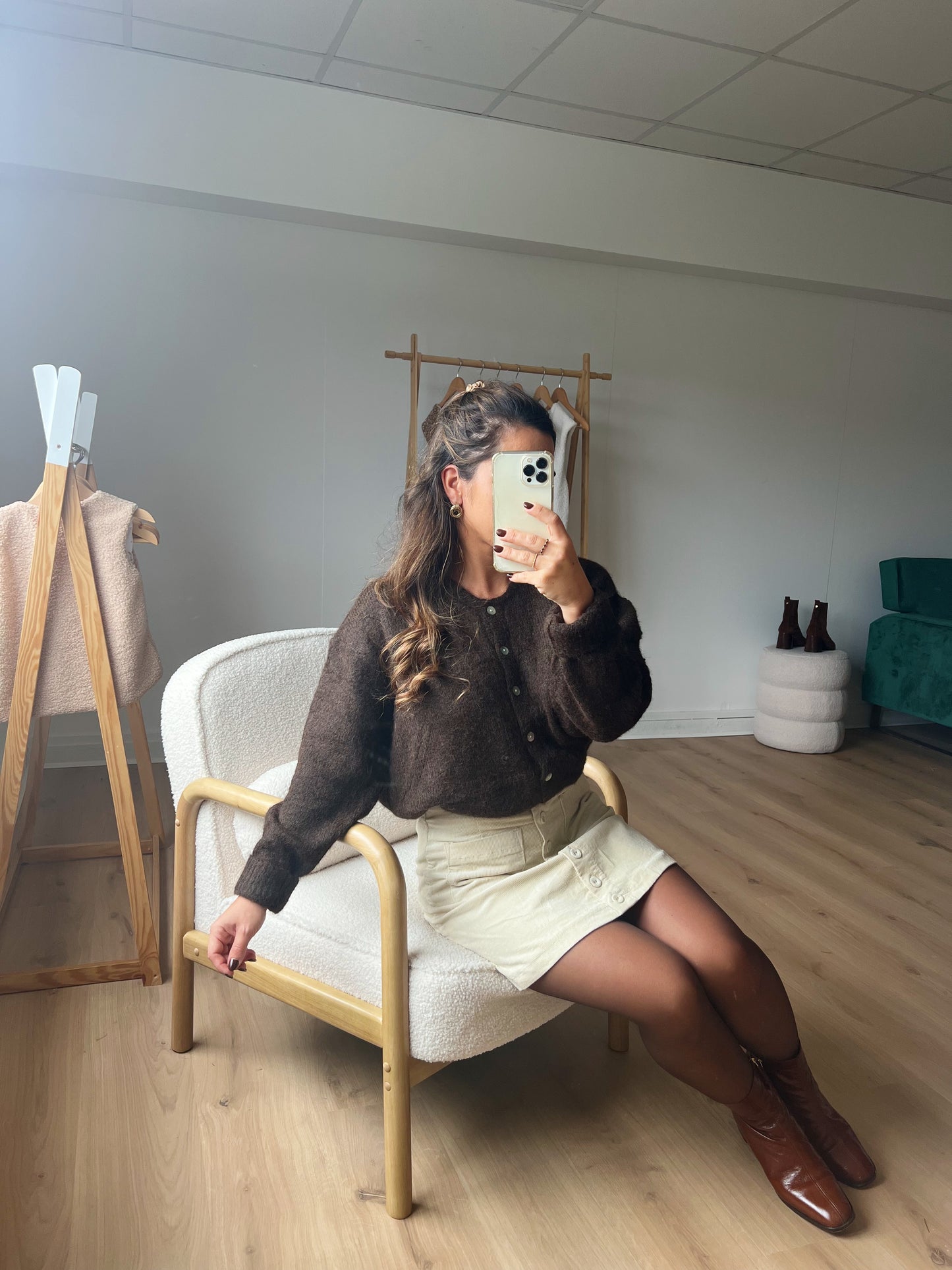 Jupe en velours Jesse beige