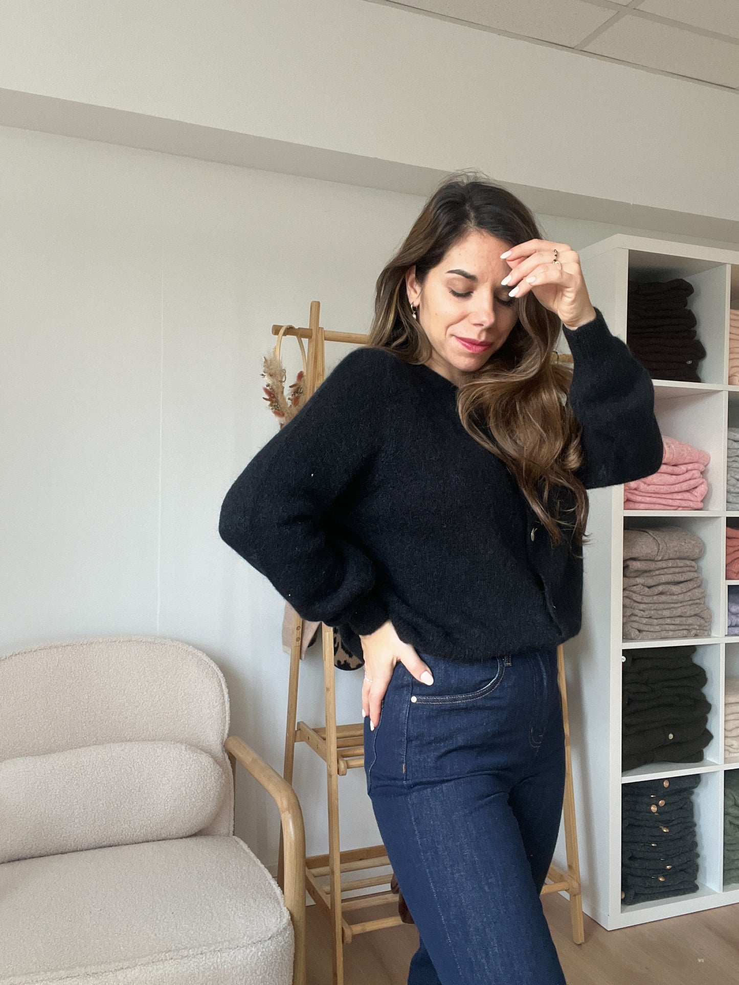 Maille en laine Léonie noire