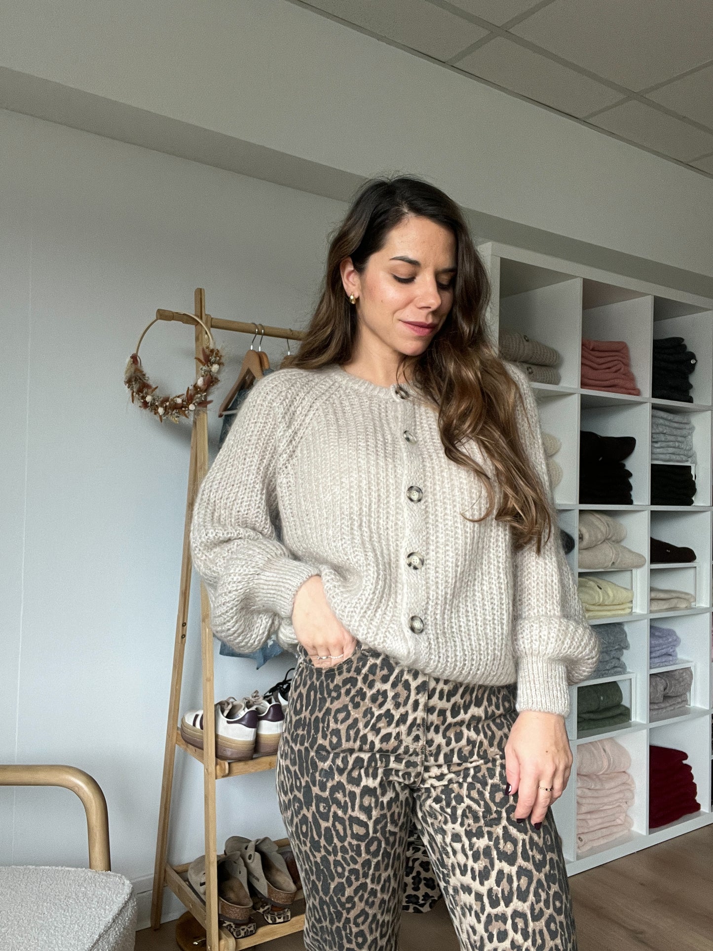 Cardigan beige chiné Honorine
