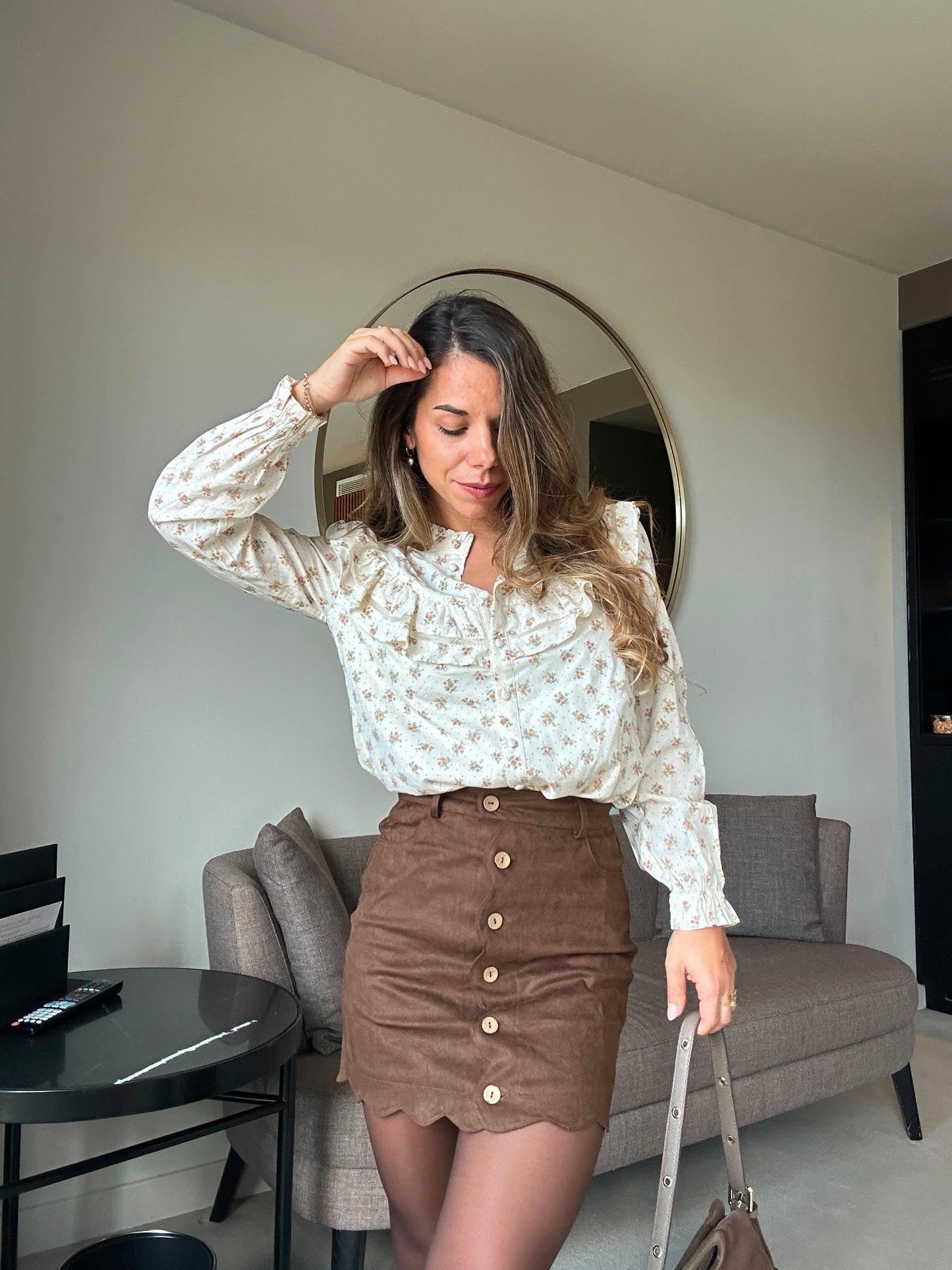 Blouse fleurie à col large Violette