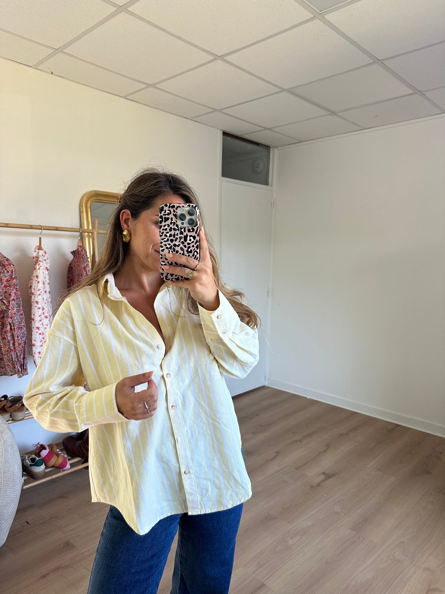 Chemise à rayures jaune Auriane