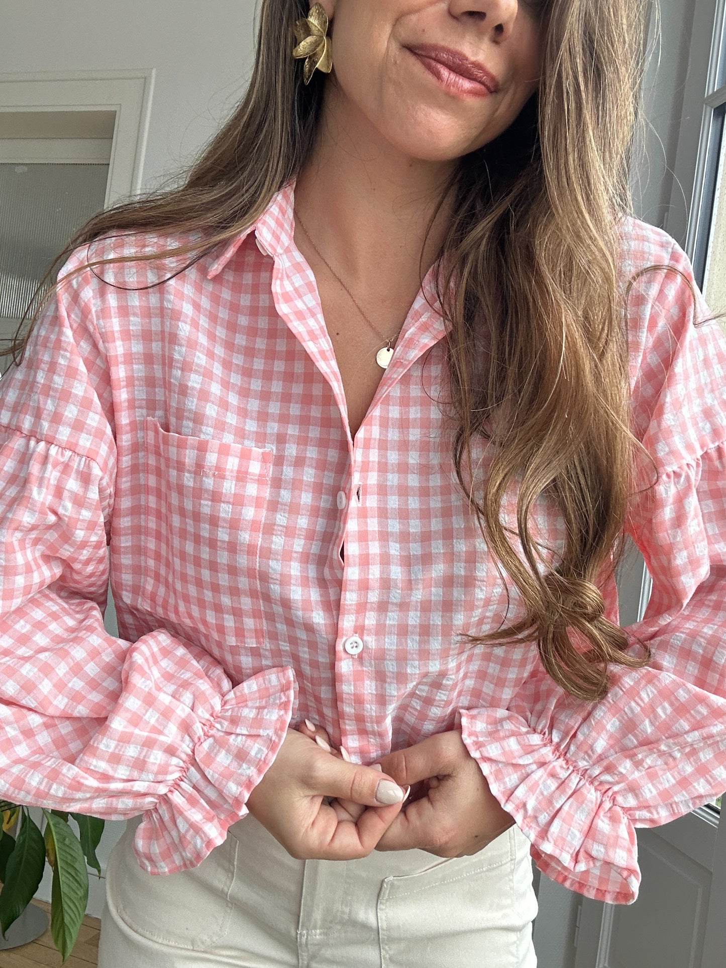 Chemise vichy rose Clara