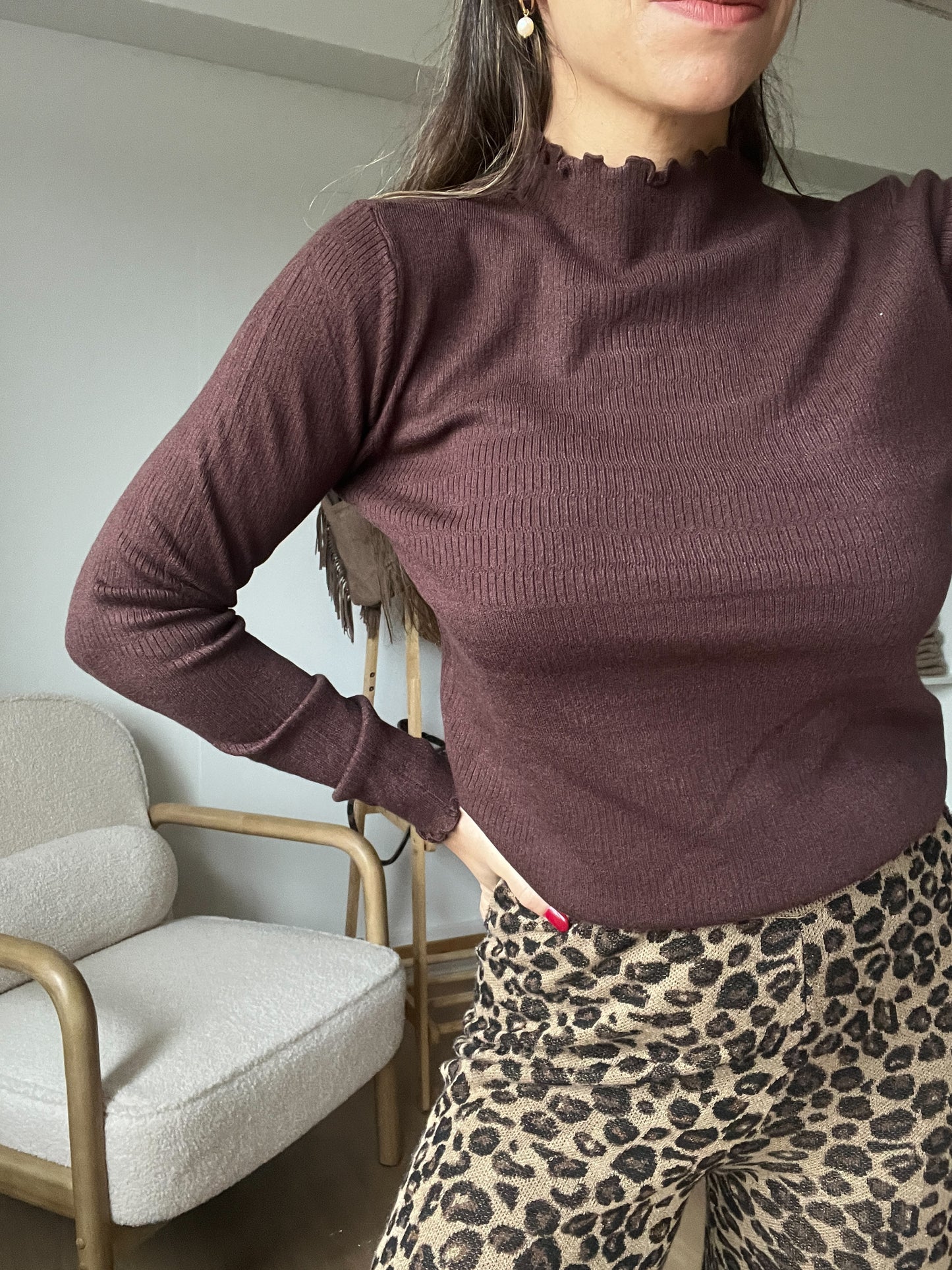Pull fin Marie chocolat