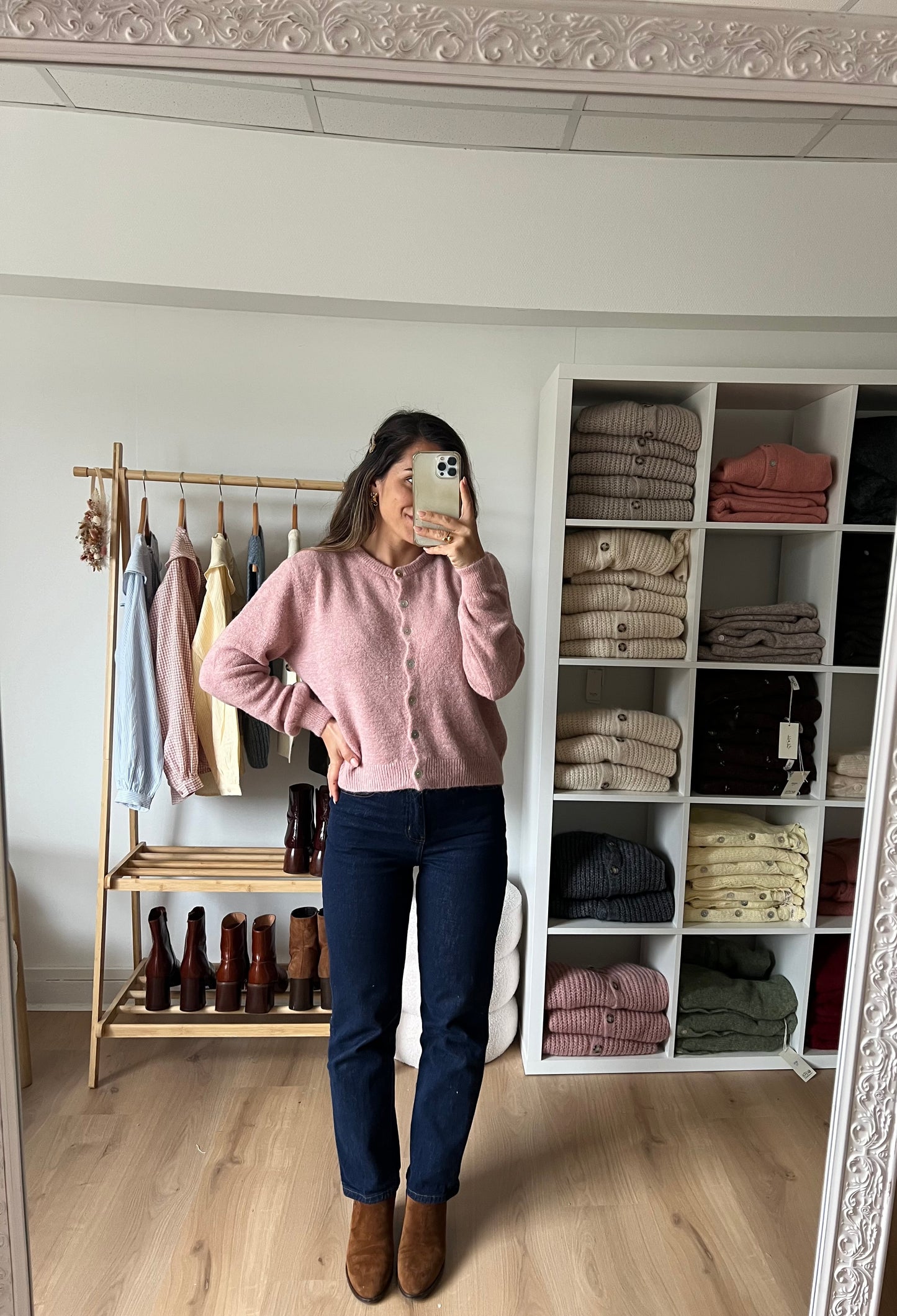 Cardigan vieux rose Léonore