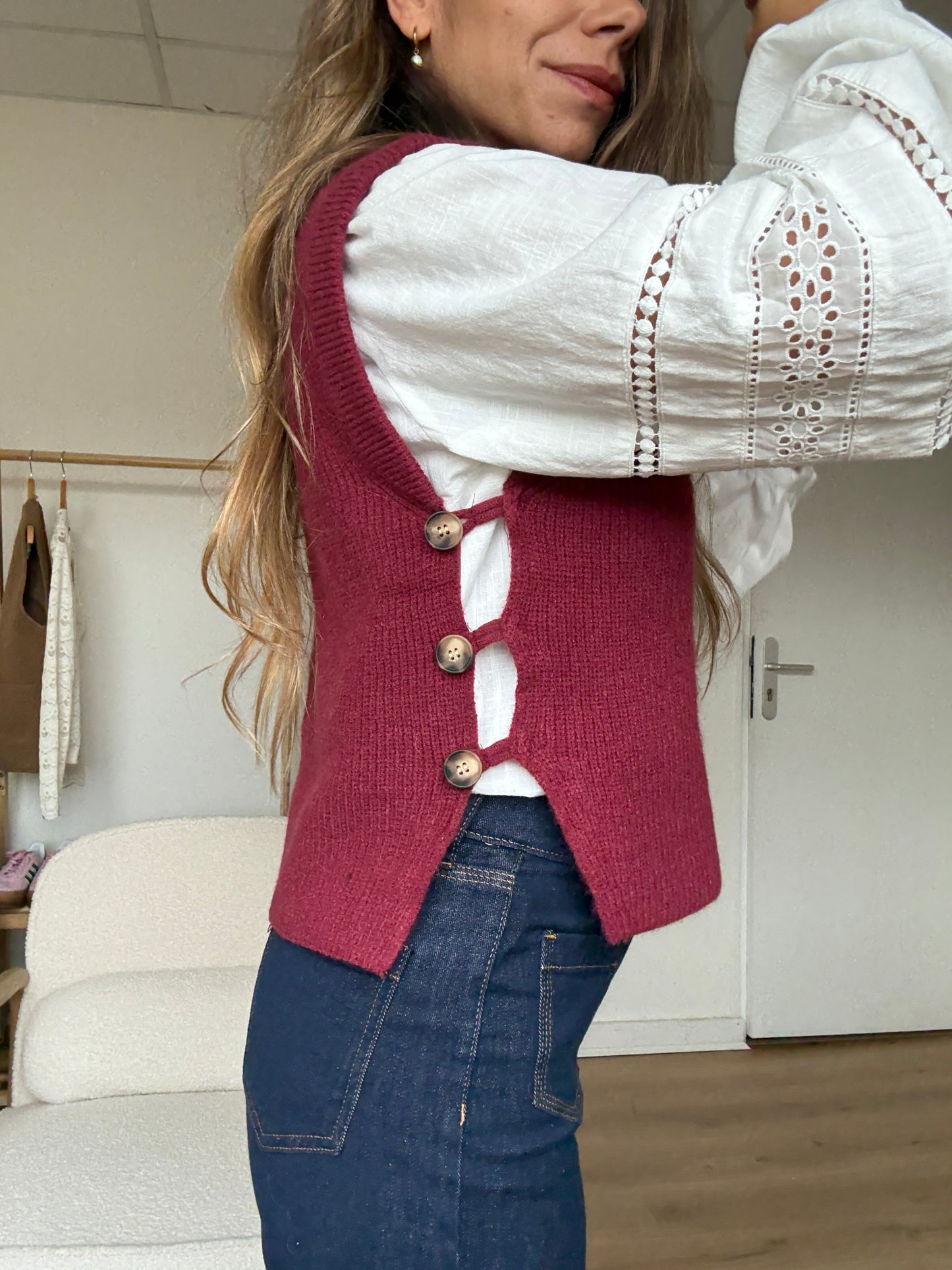 Pull sans manches Isaure Bordeaux