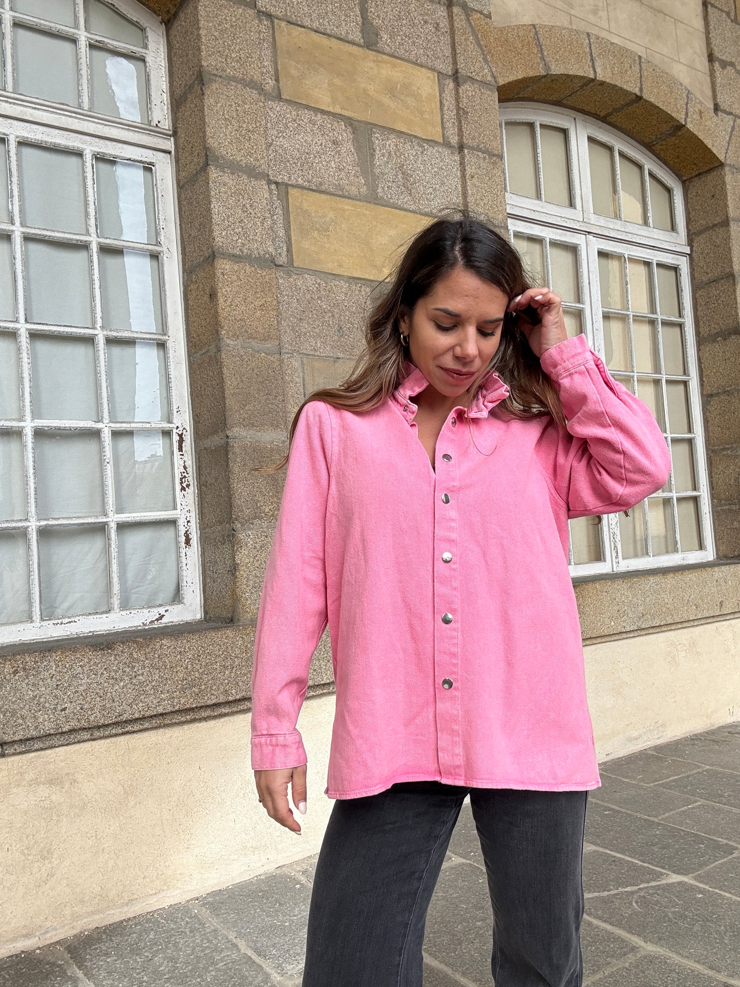 Veste en jean Céleste rose bonbon