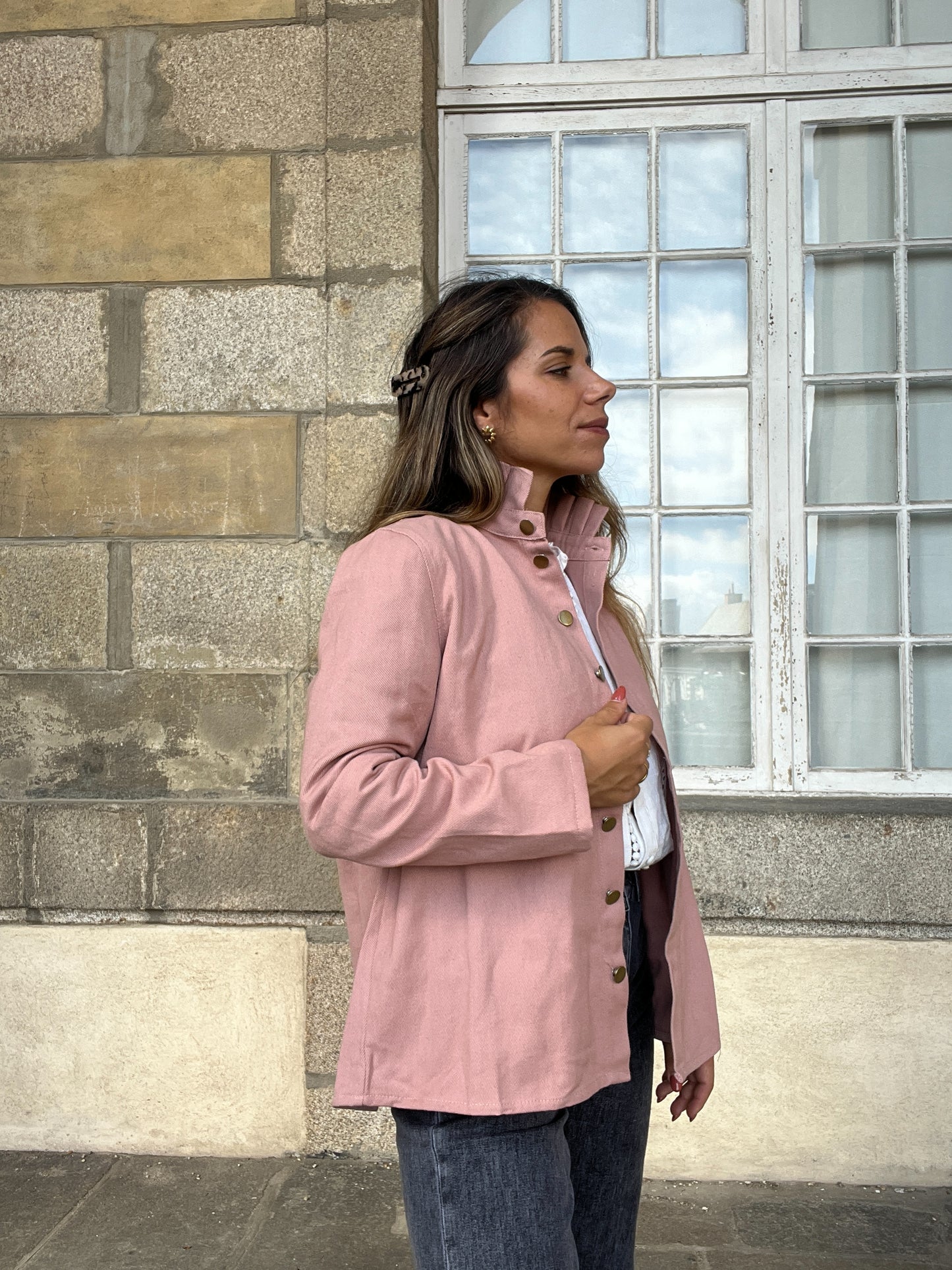 Veste en jean Céleste vieux rose