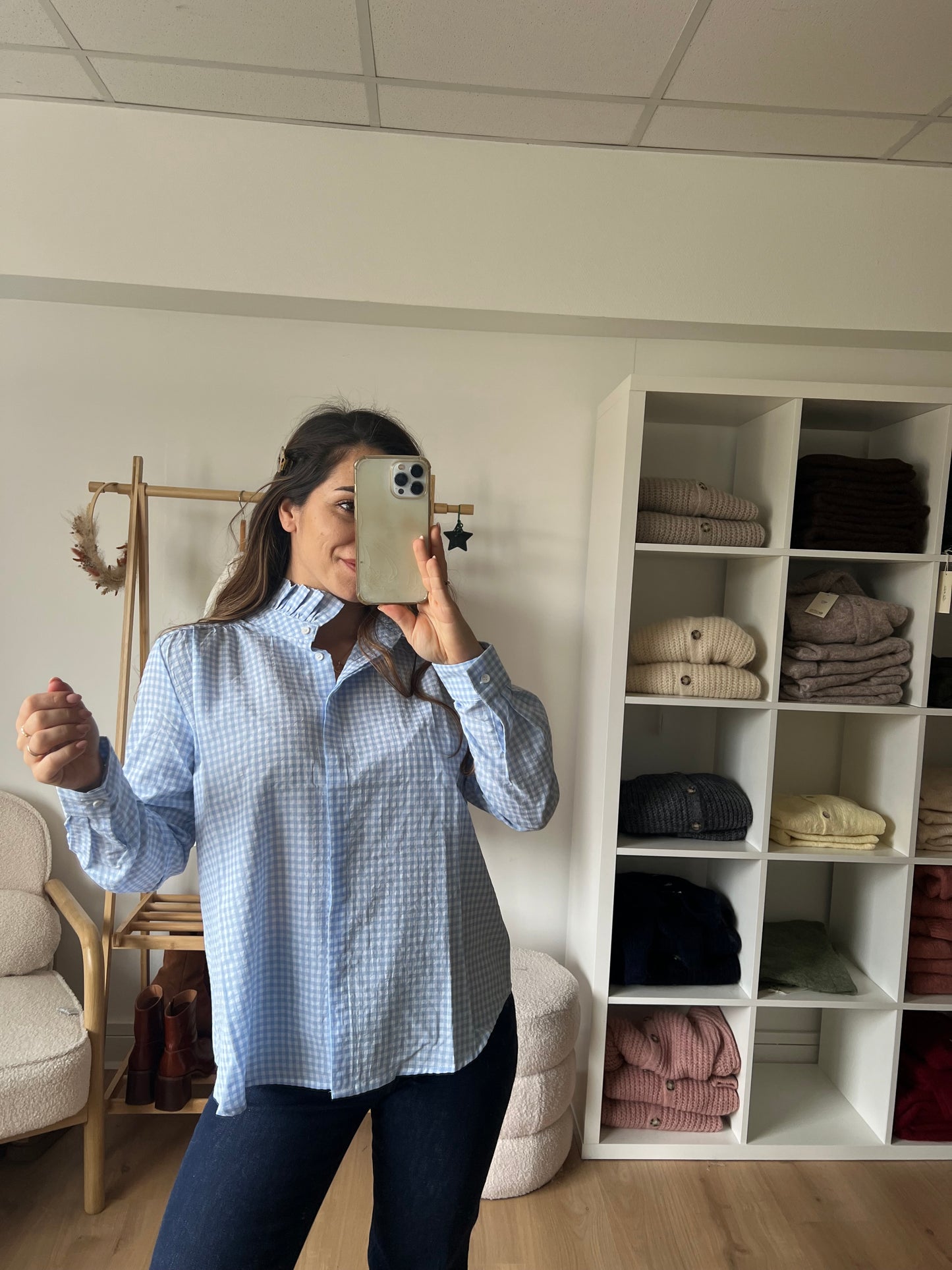 Chemise vichy bleue Albane