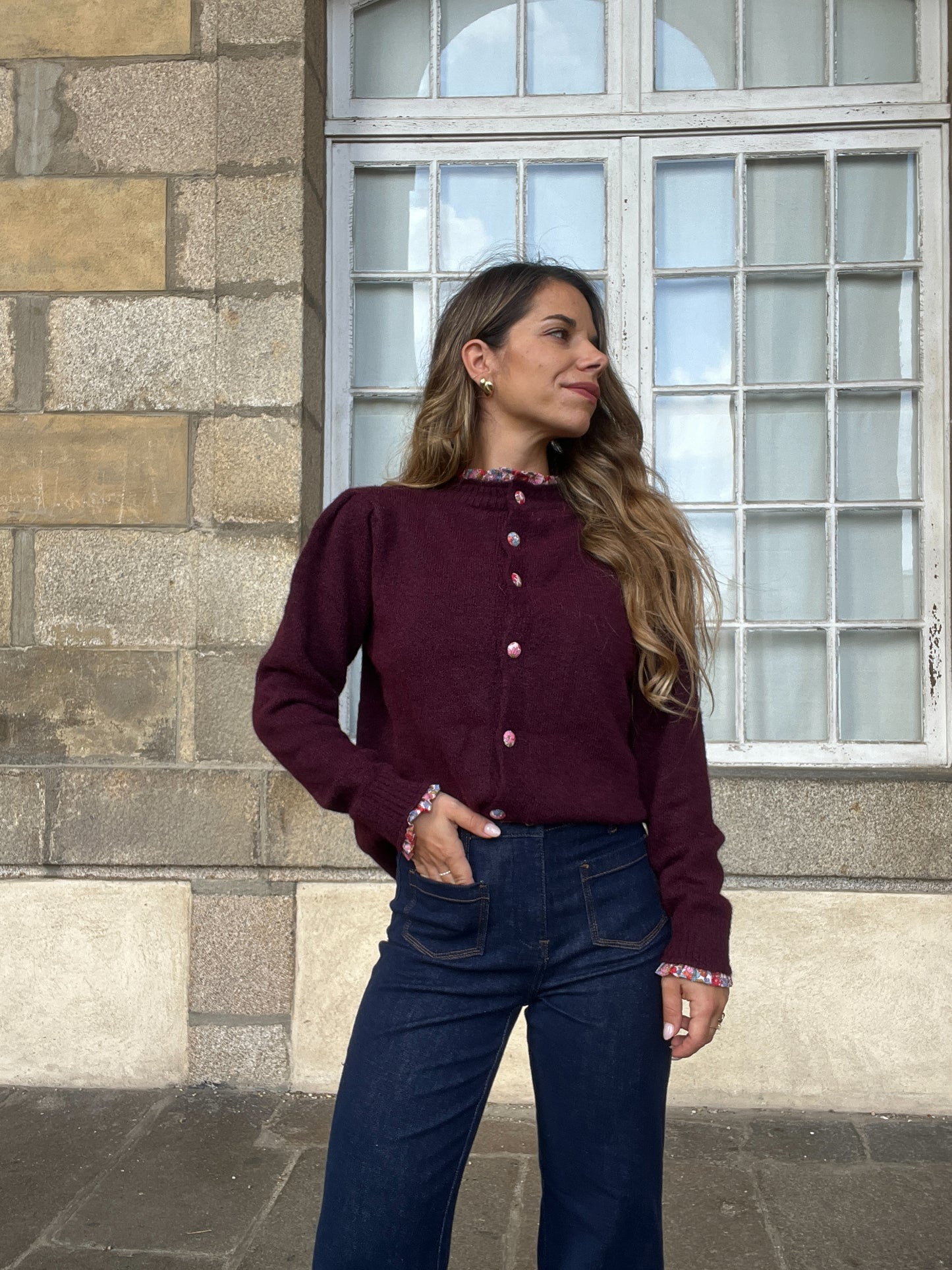 Cardigan Liberty Alma bordeaux