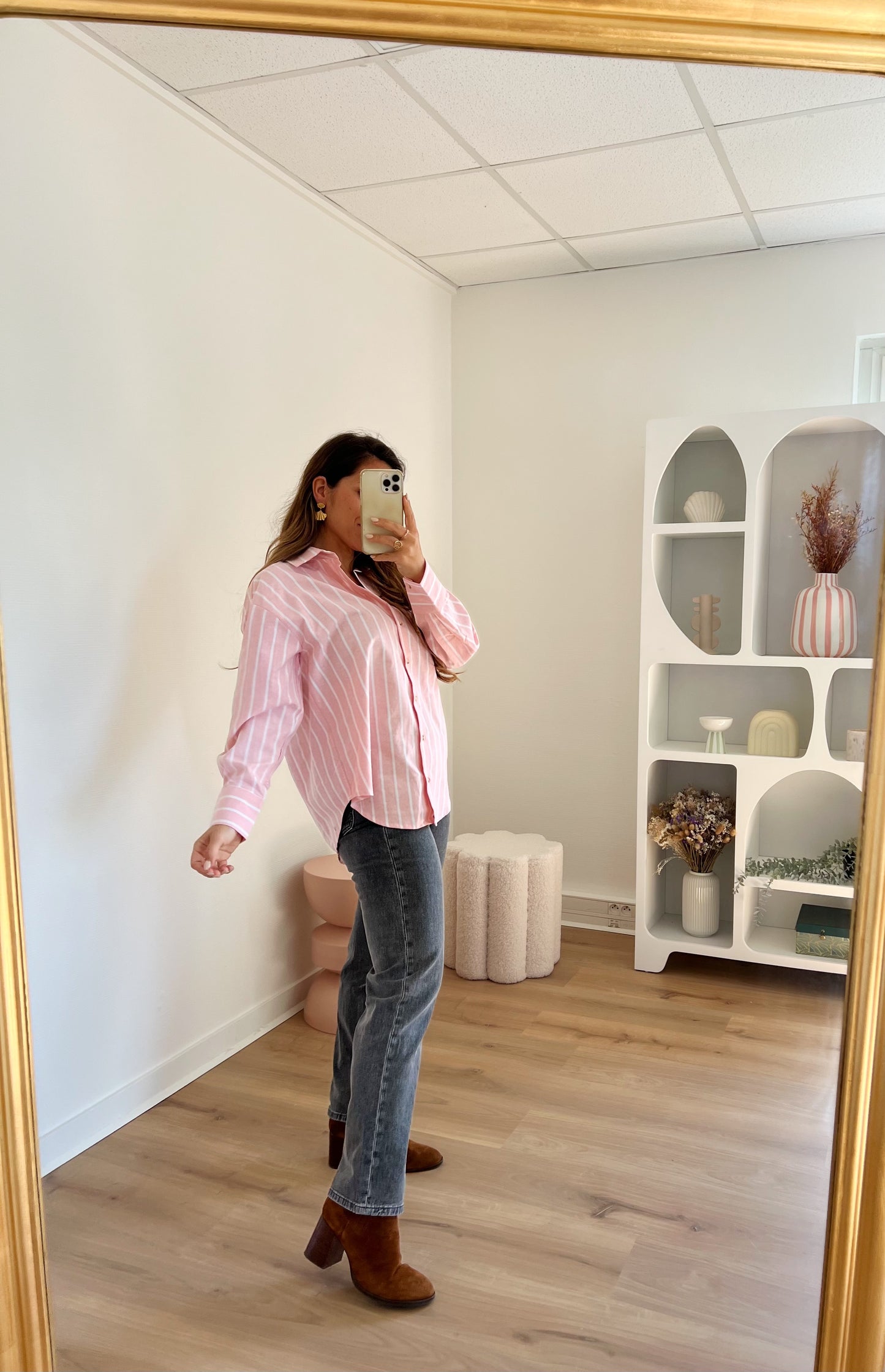 Chemise à rayures baby pink