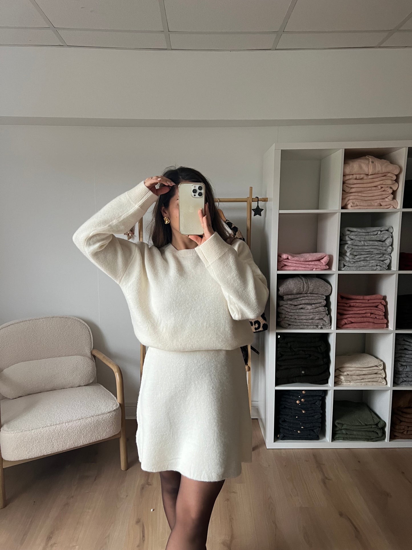 Robe Edith écru (Ensemble Jupe et Pull)