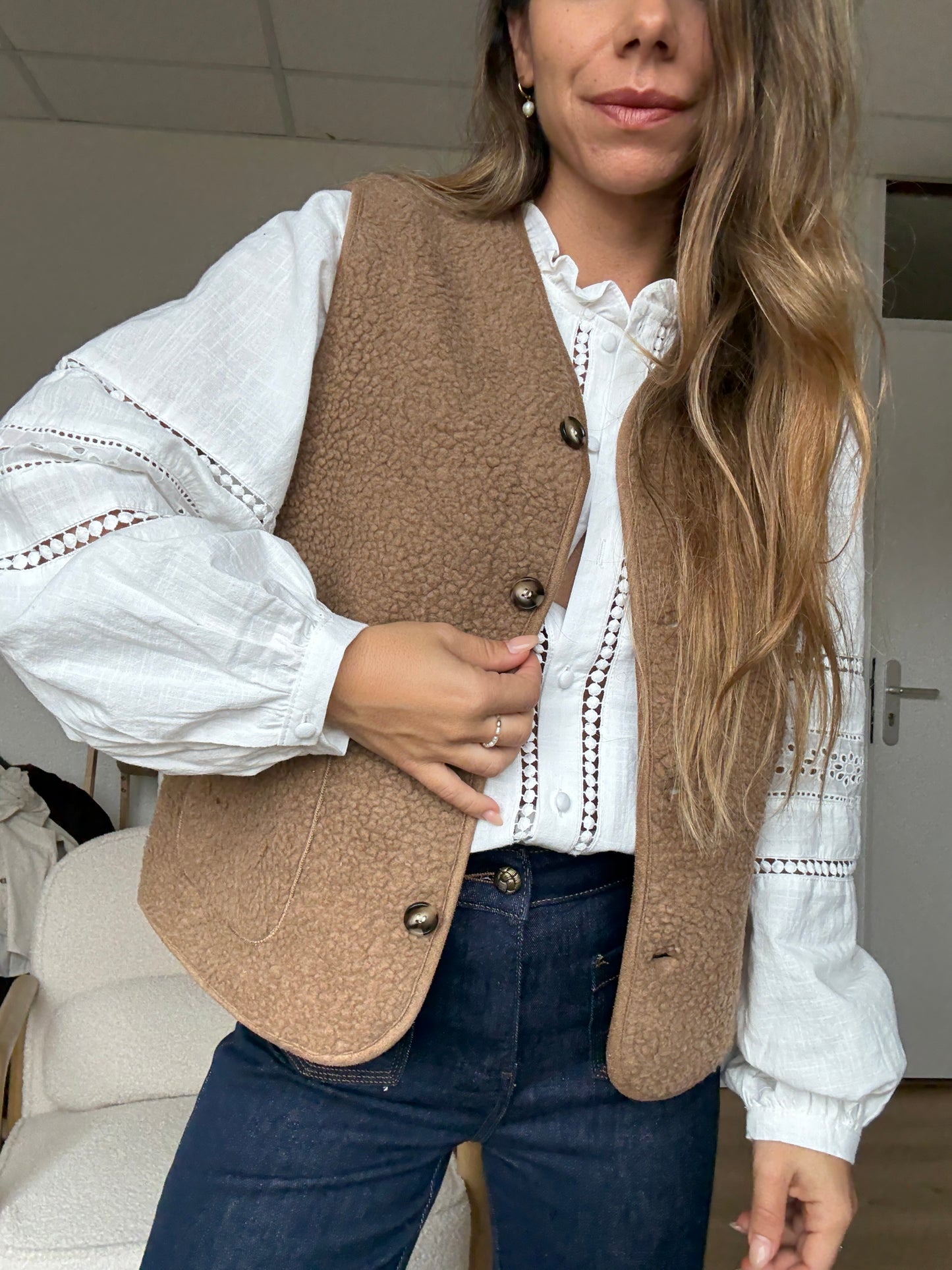 Gilet berger Arianne camel