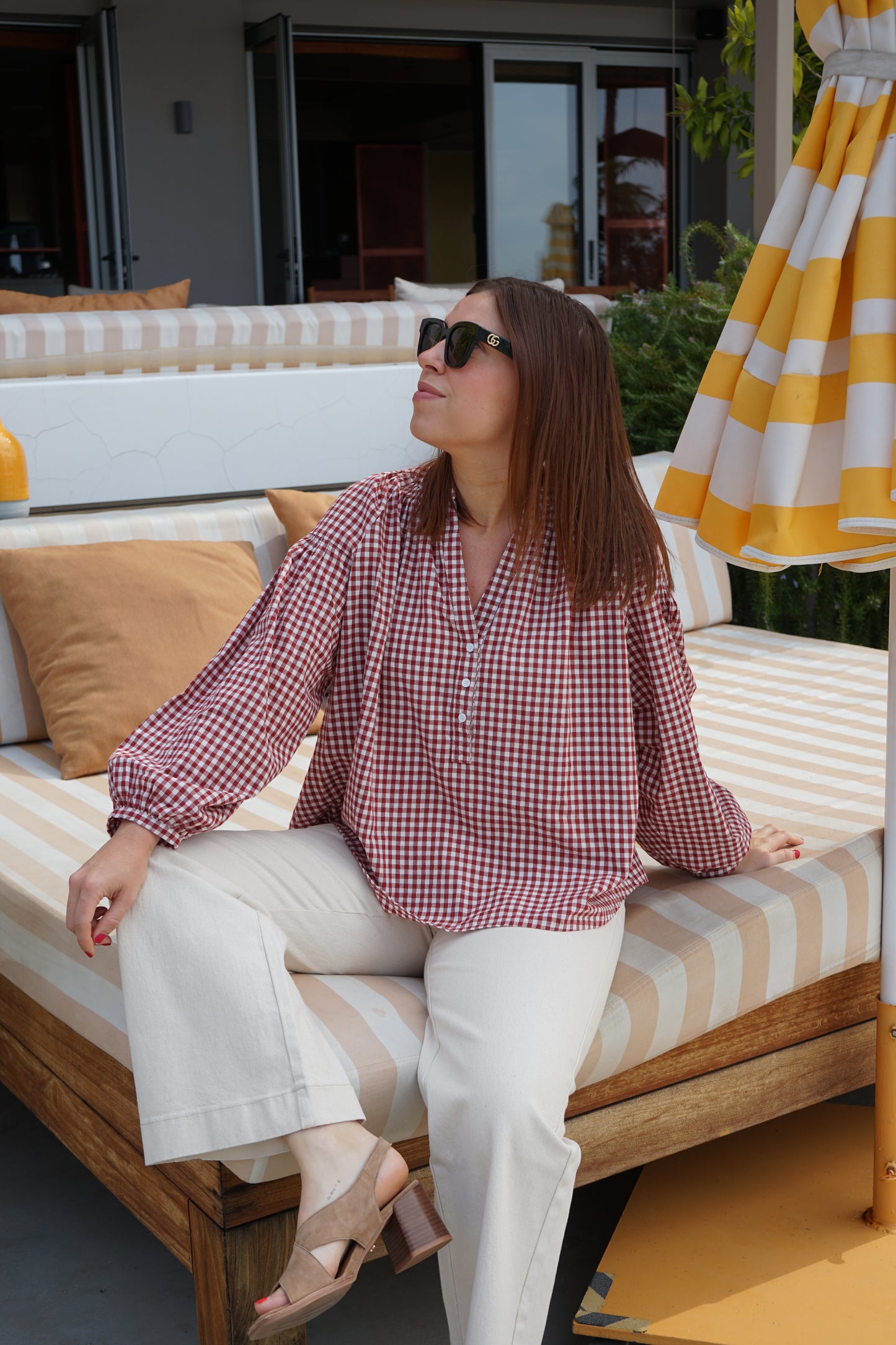 Blouse vichy rouge Clothilde