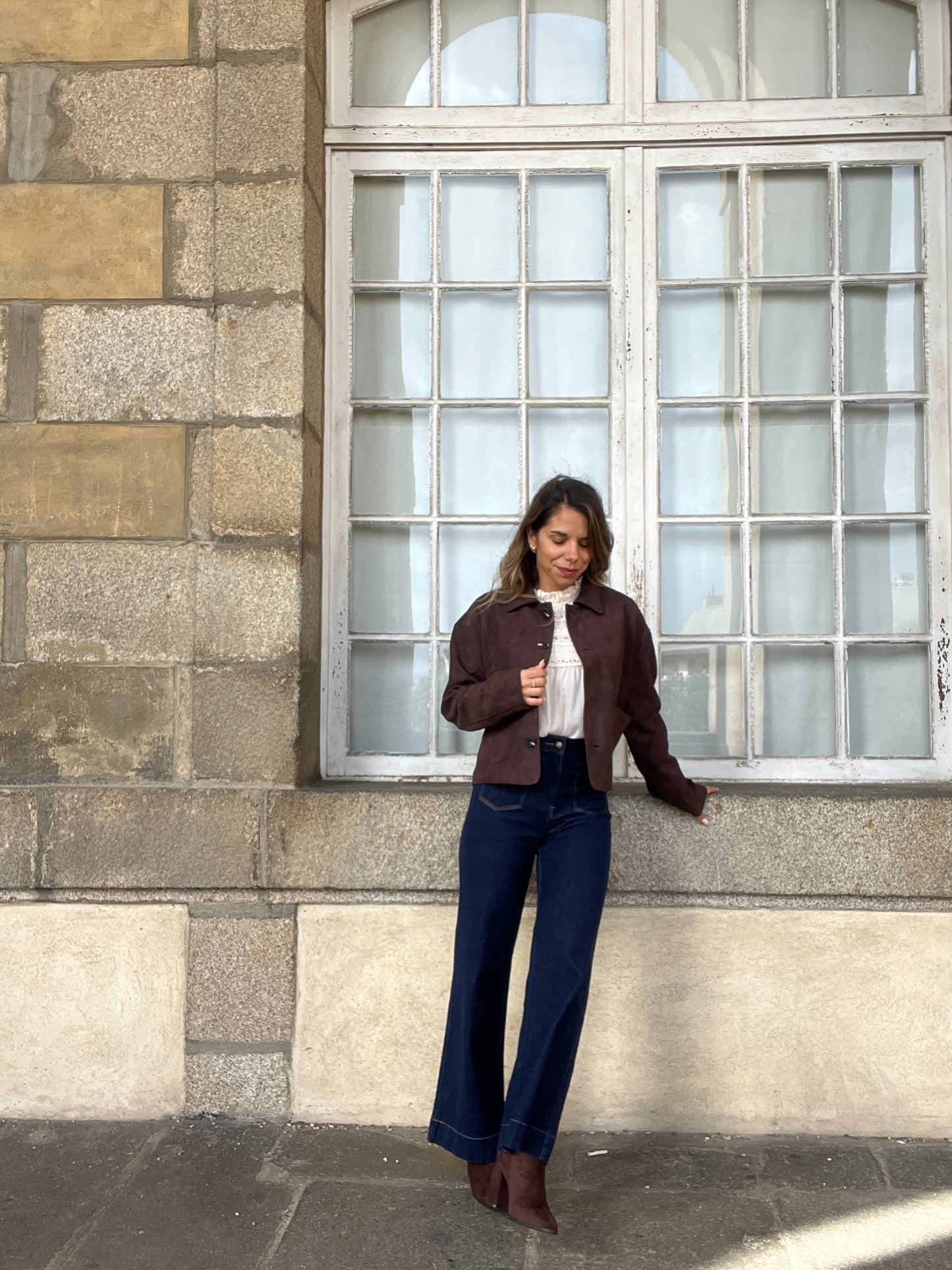 Veste effet suédine Thelma chocolat