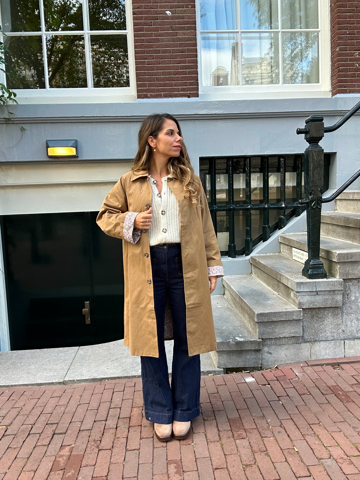 Trench long Émile en coton Liberty camel