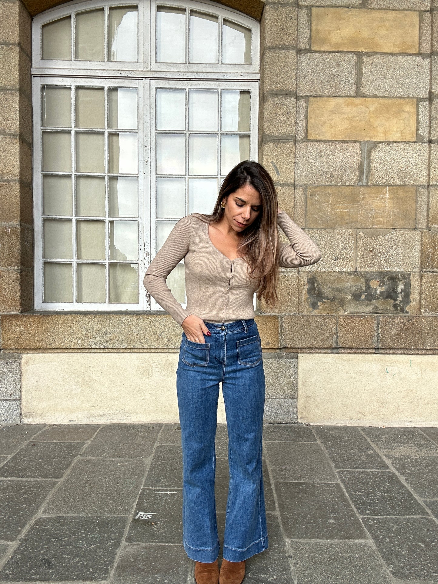 Cardigan fin Louise taupe