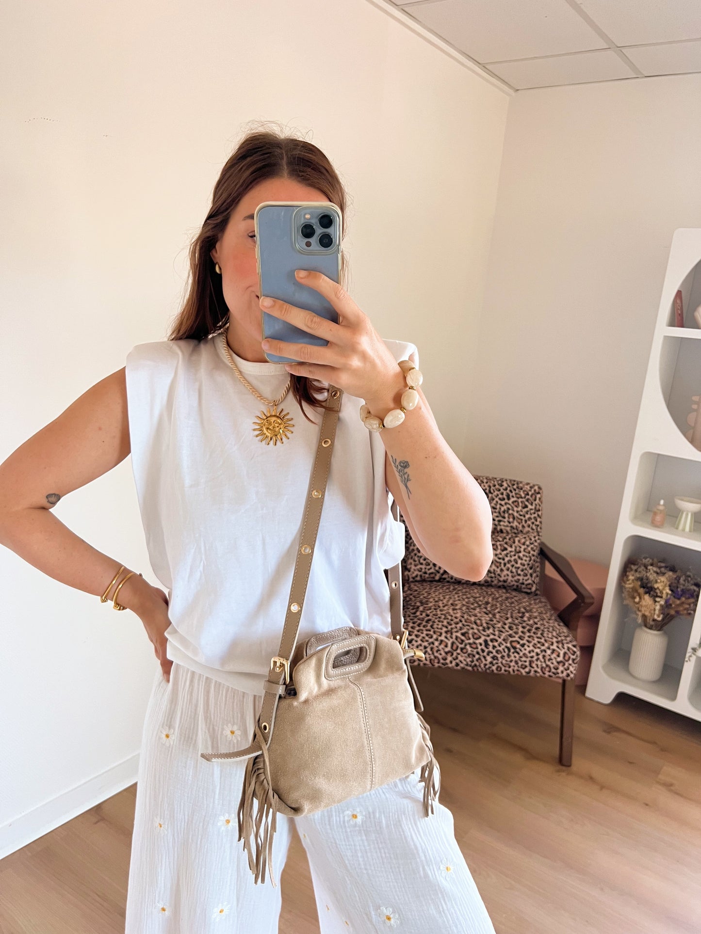 Sac à main en cuir Jodie beige