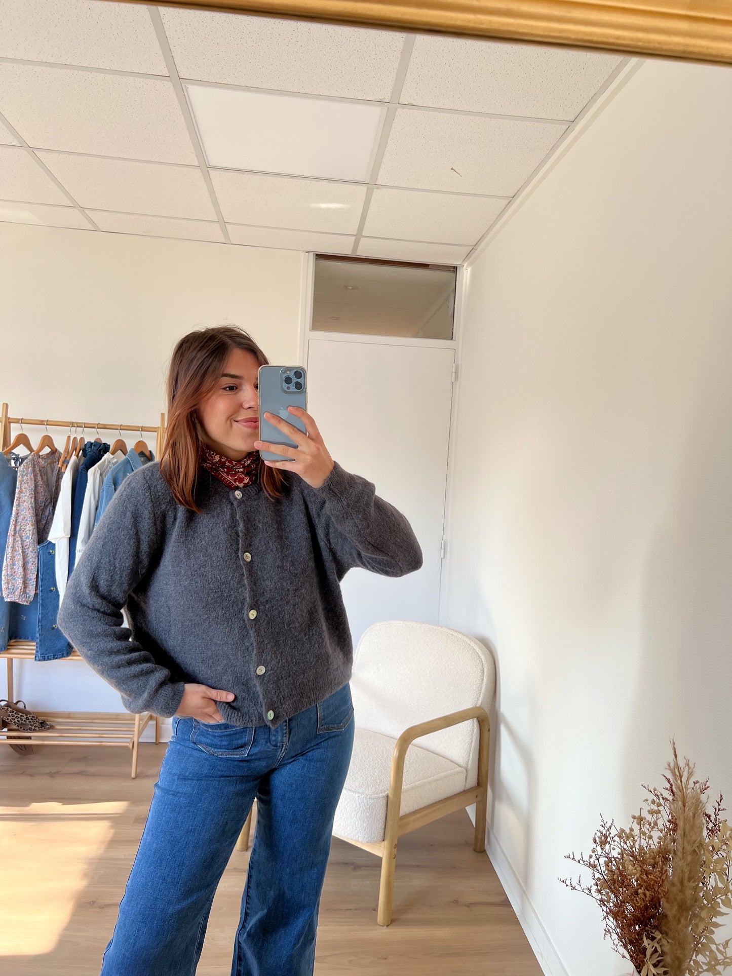 Maille en laine Léonie grise