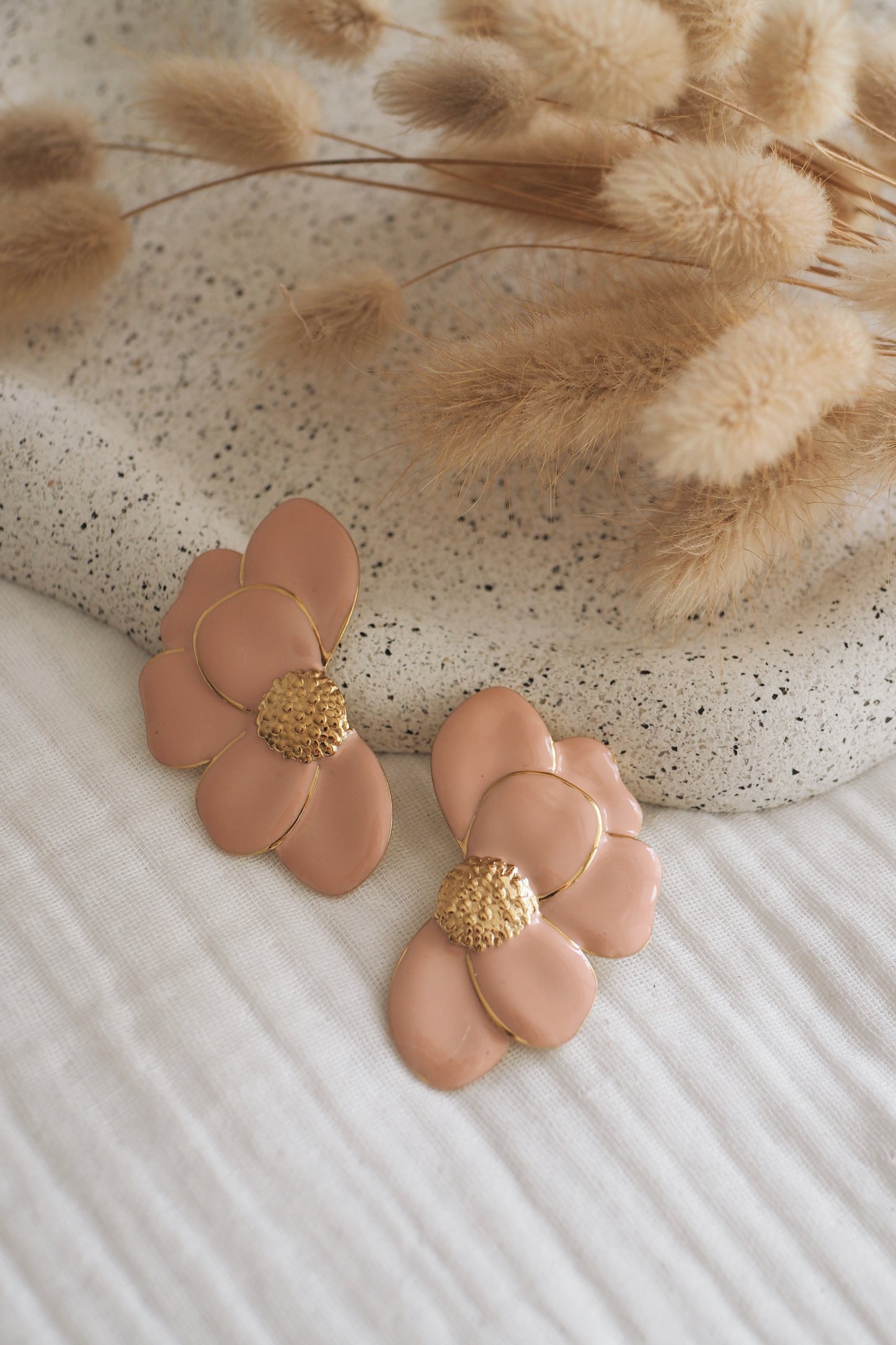 Boucles d'oreilles Iris roses