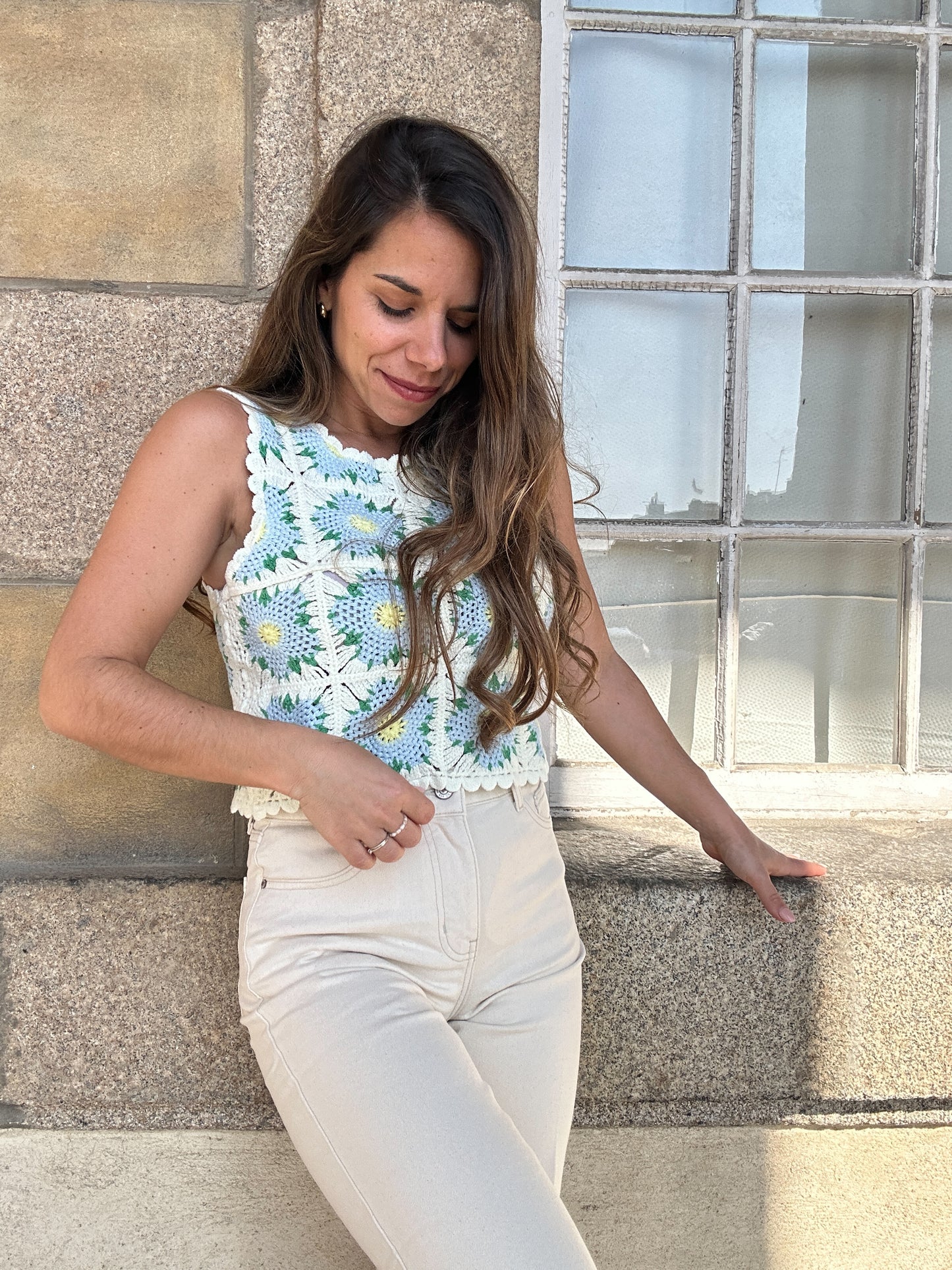 Top en crochet Livia bleu