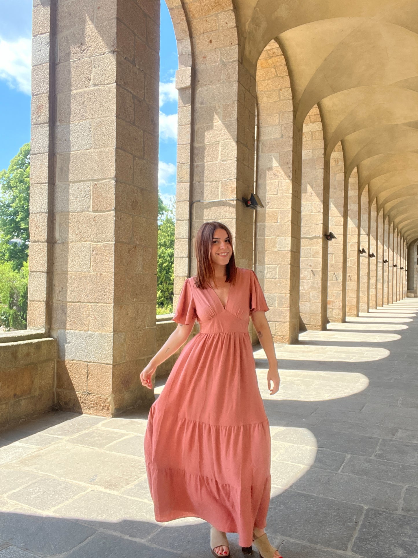 Robe longue Bella rose