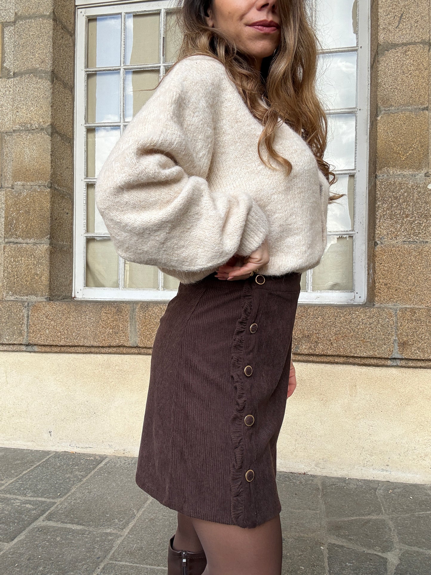 Jupe en velours Louisa chocolat