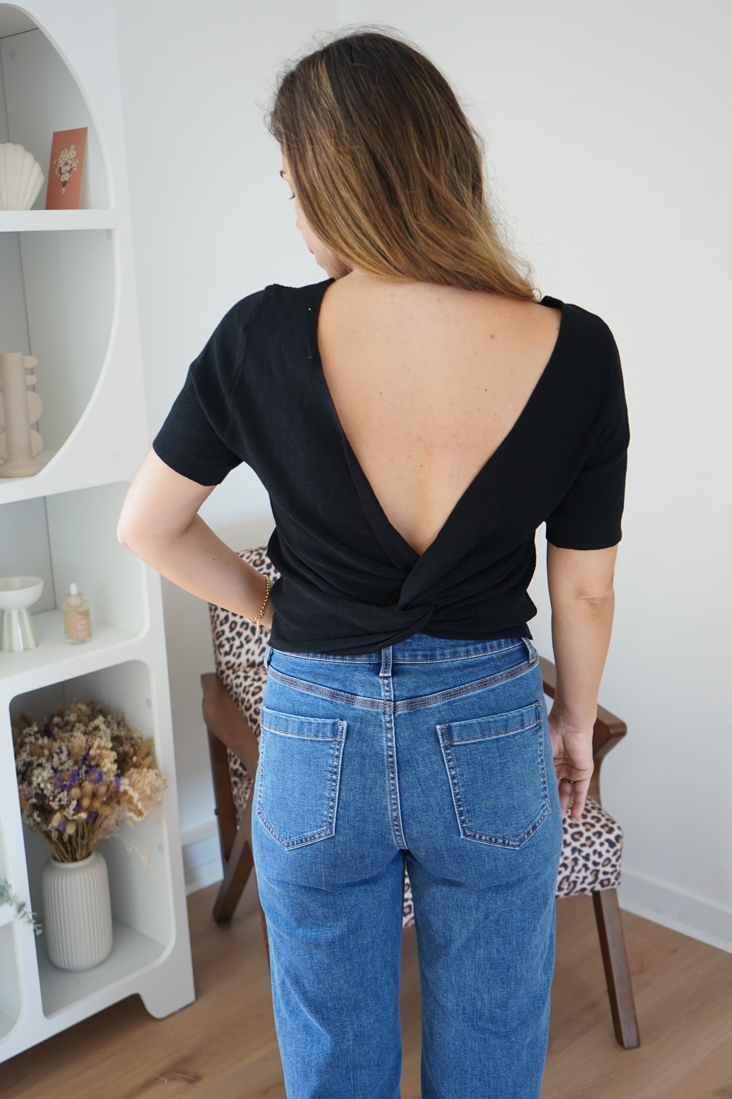 Top Aimée dos nu en maille noir