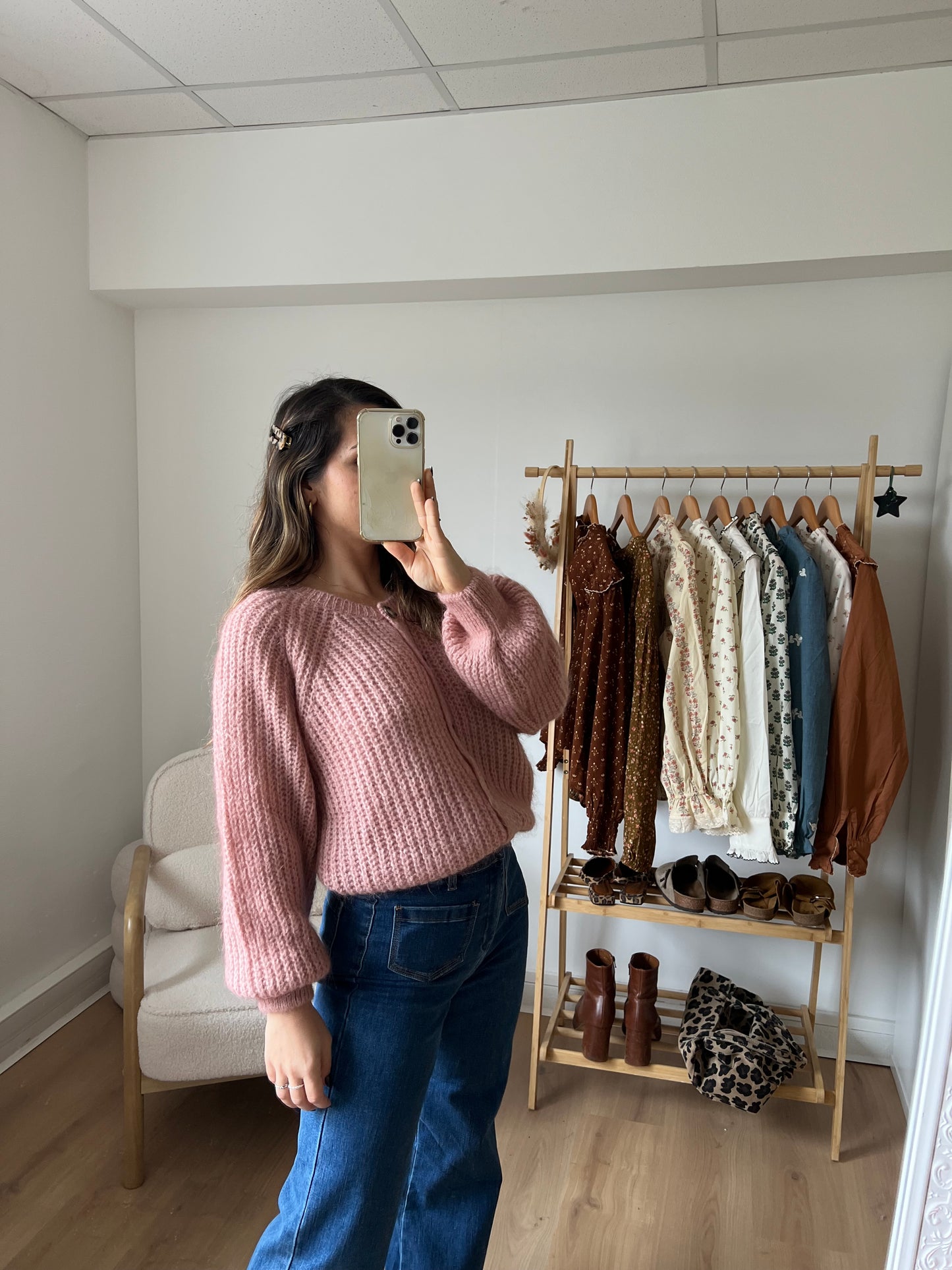 Cardigan rose chiné Honorine