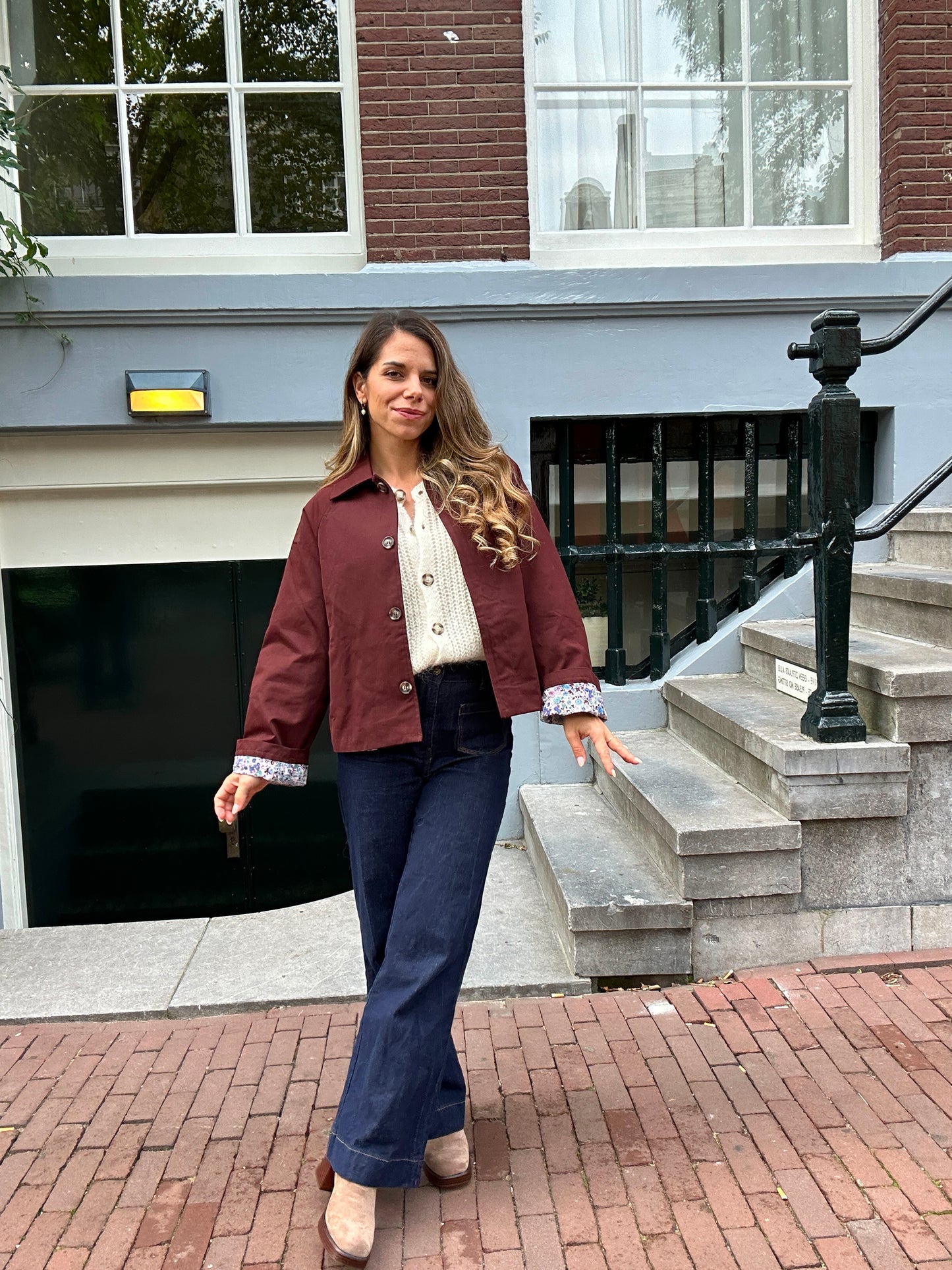 Veste trench Edith en coton Liberty bordeaux