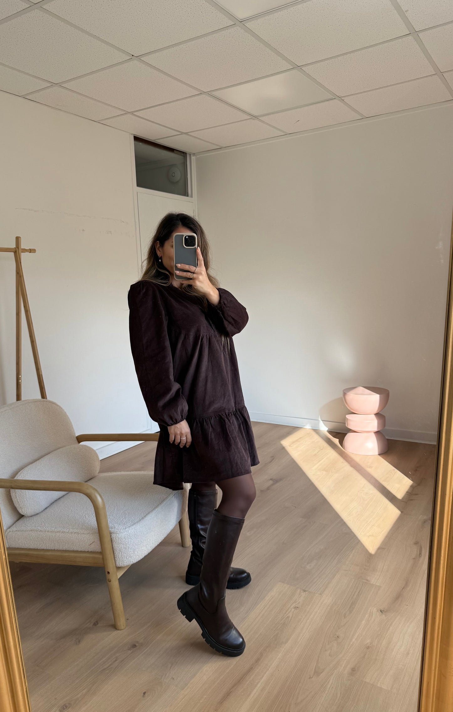 Robe en velours Hortense chocolat