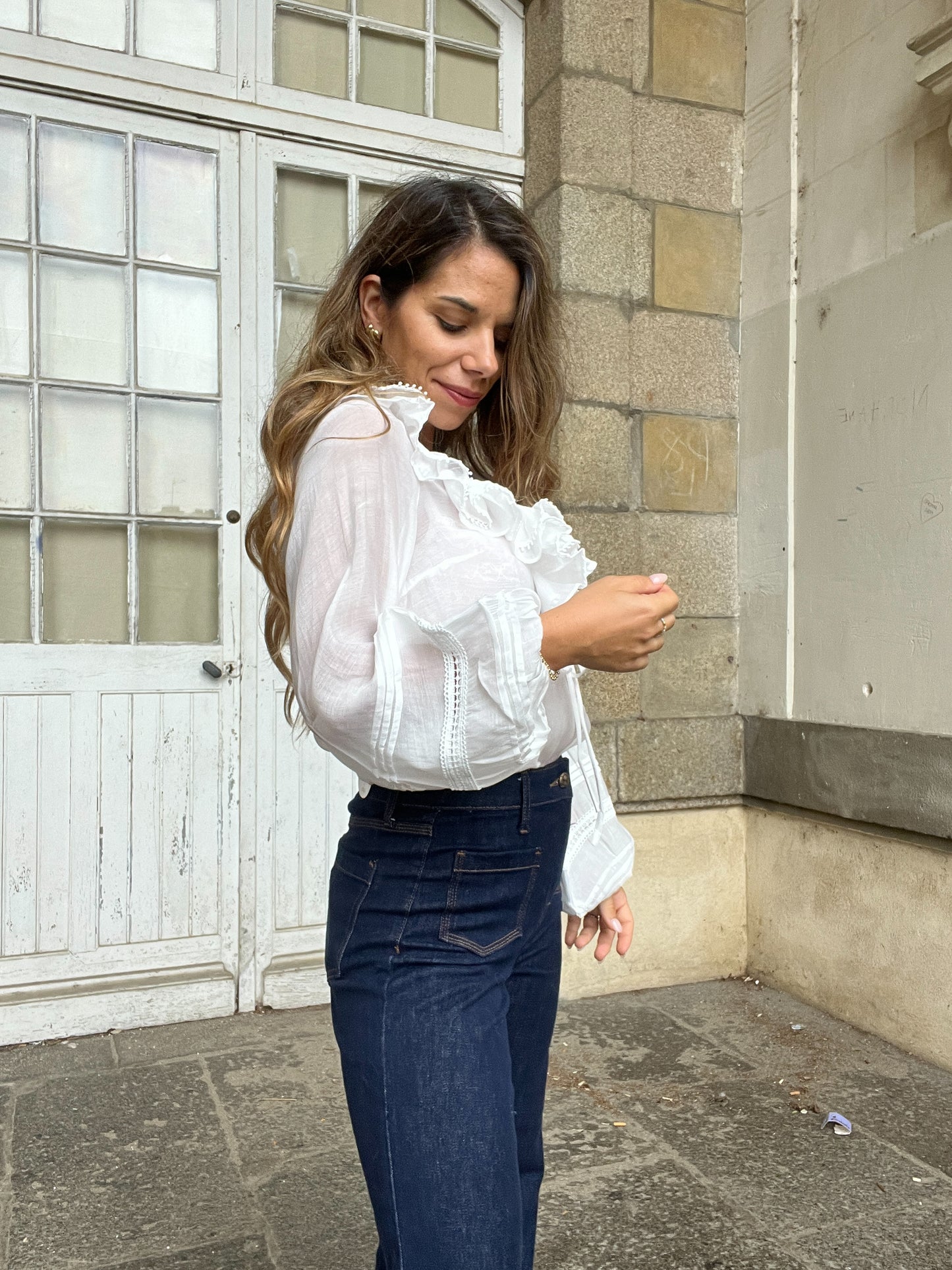 Blouse bohème volantée blanche Hazel