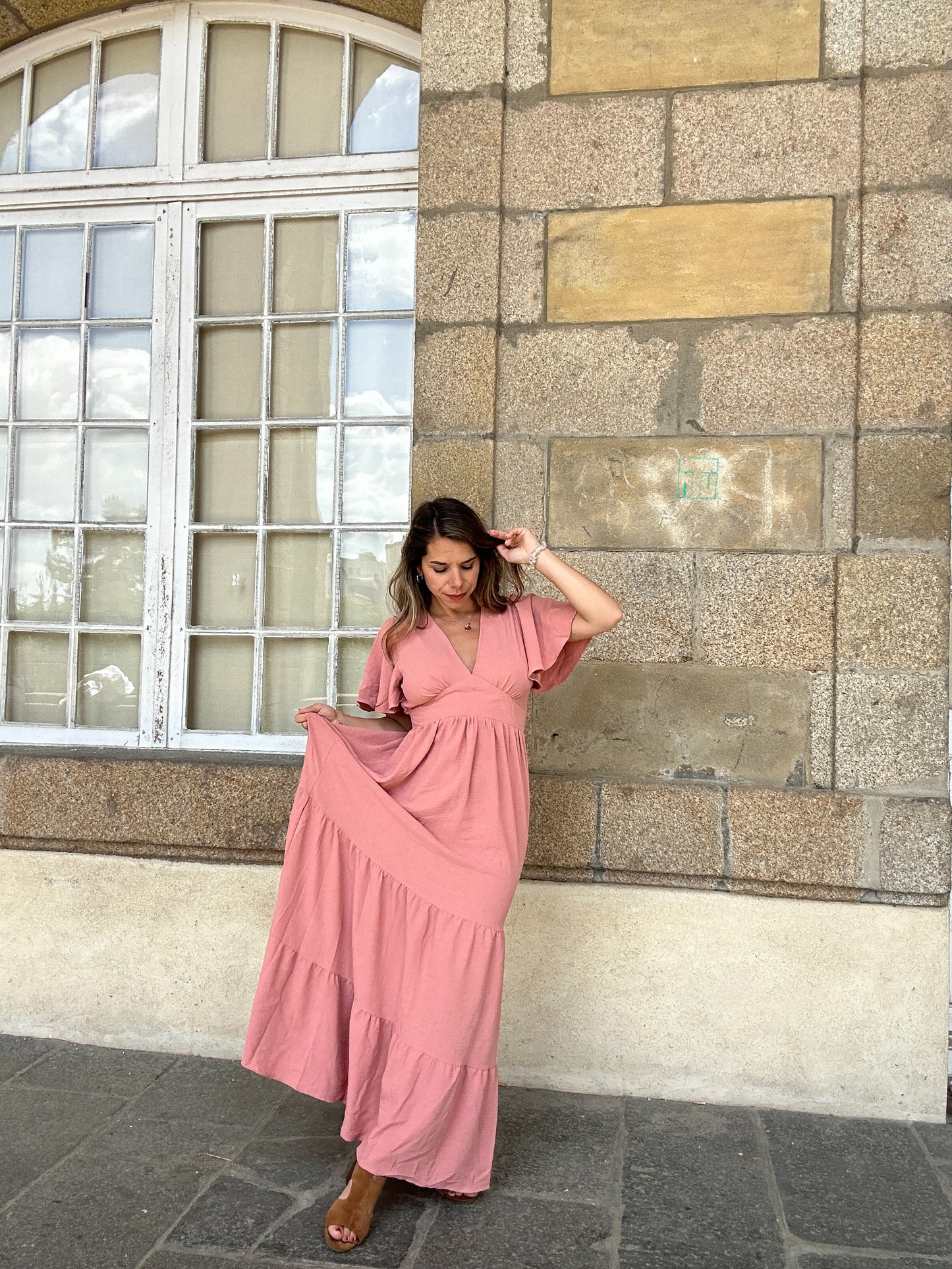 Robe longue Bella rose