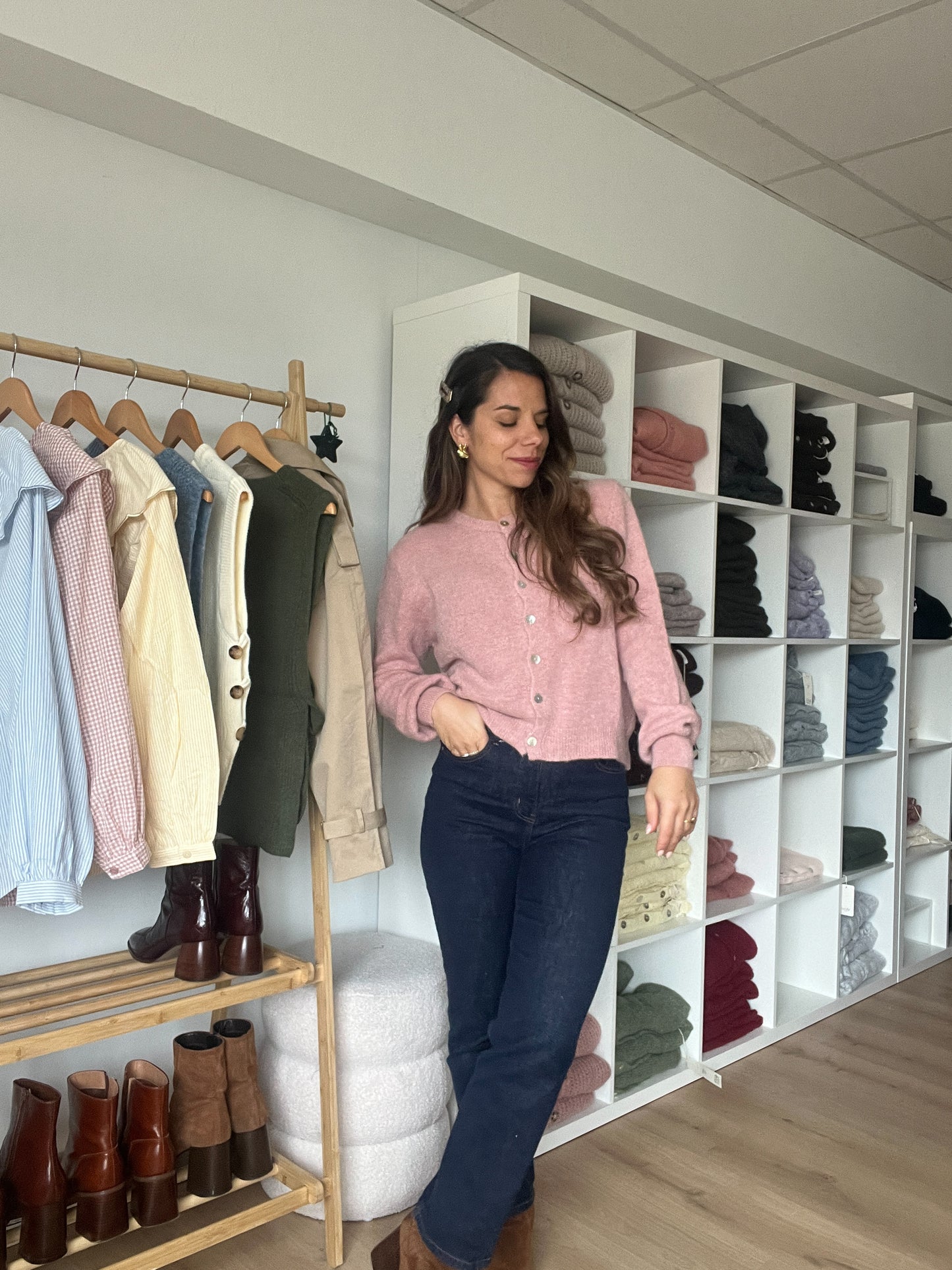 Cardigan vieux rose Léonore